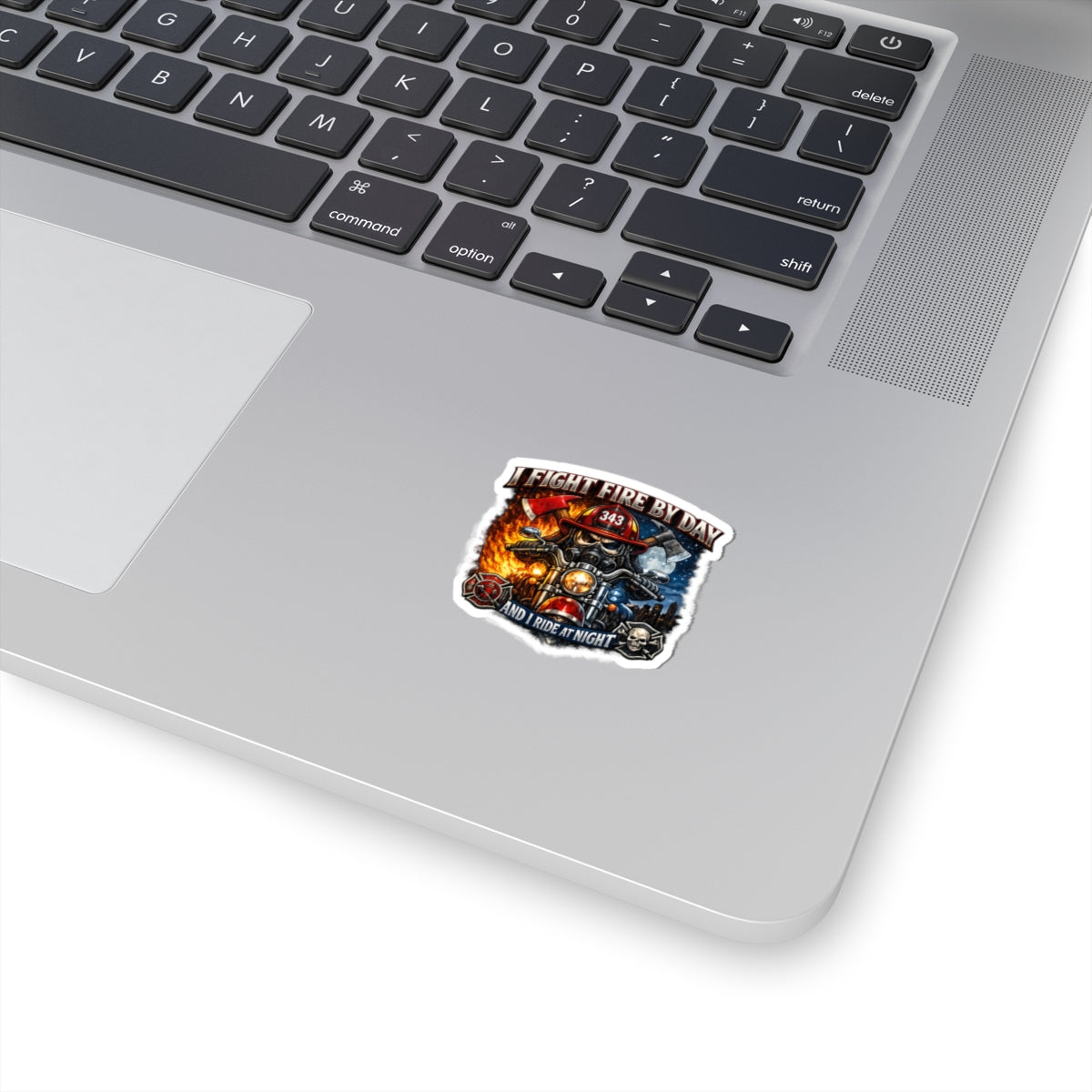 Firefighter Motorcycle Sticker — "I Fight Fire by Day and I Ride at Night" Kiss-Cut Sticker