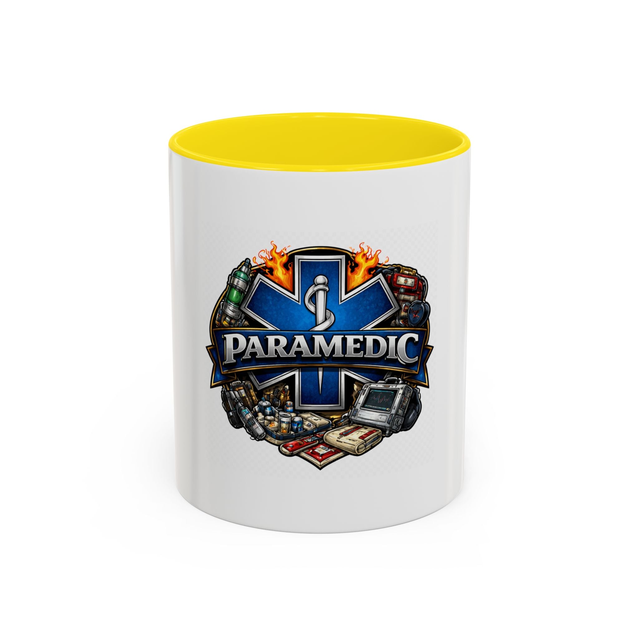 Paramedic Emblem Accent Coffee Mug — EMS Star of Life Design