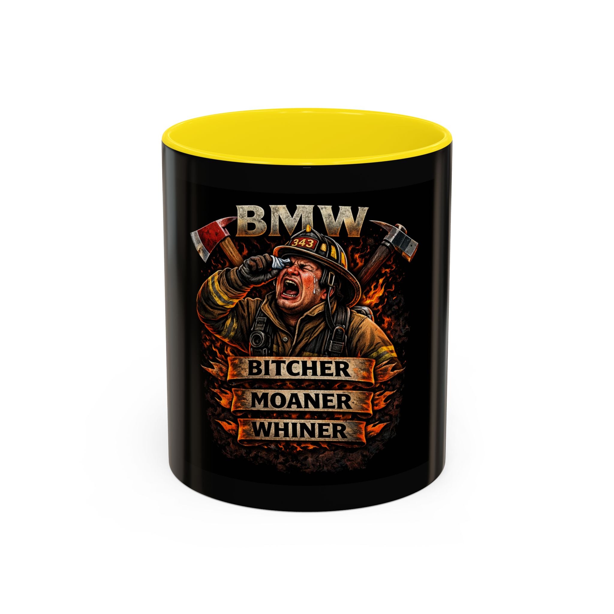Firefighter Coffee Mug — 'Bitches, Moans & Whines' Humorous Accent Mug