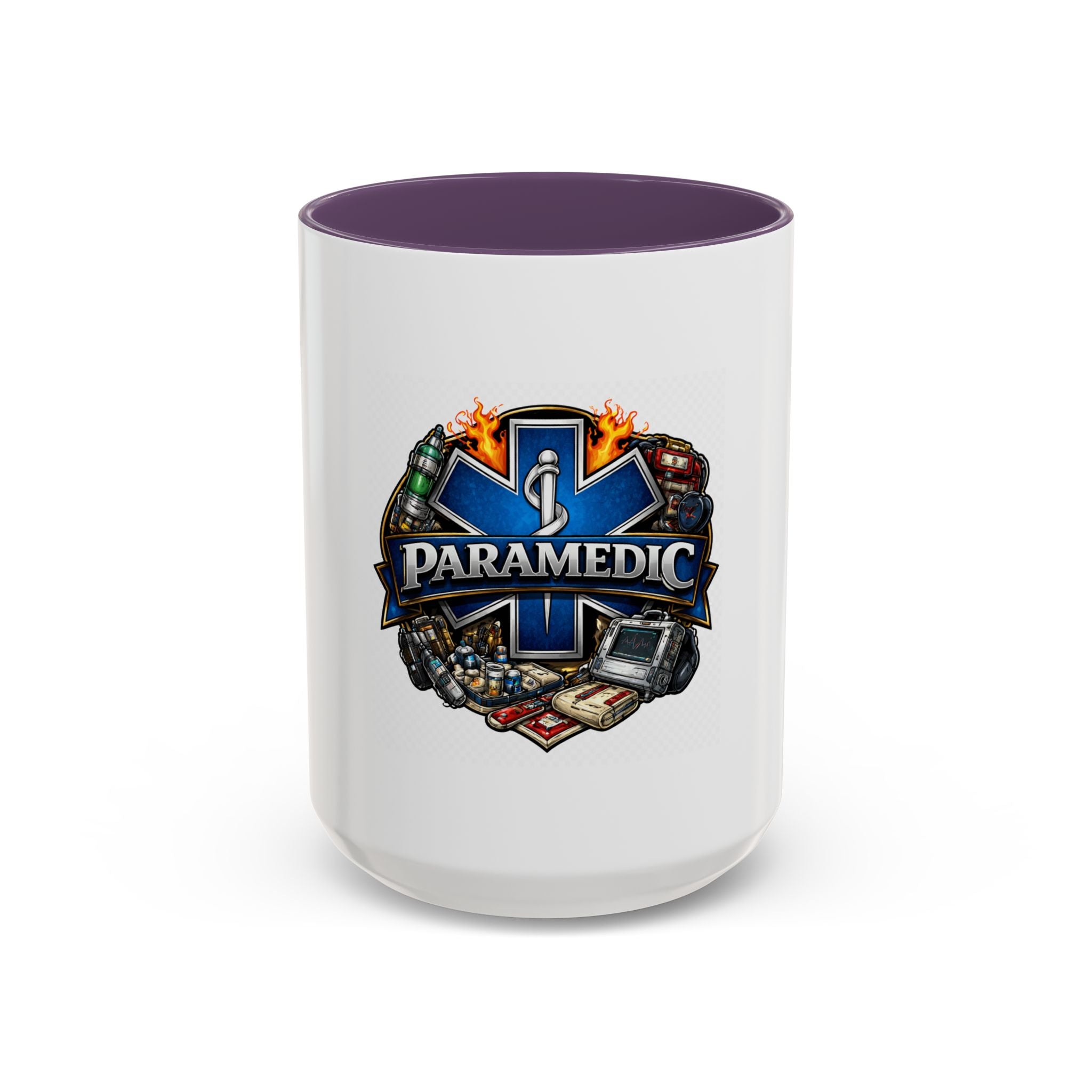 Paramedic Emblem Accent Coffee Mug — EMS Star of Life Design