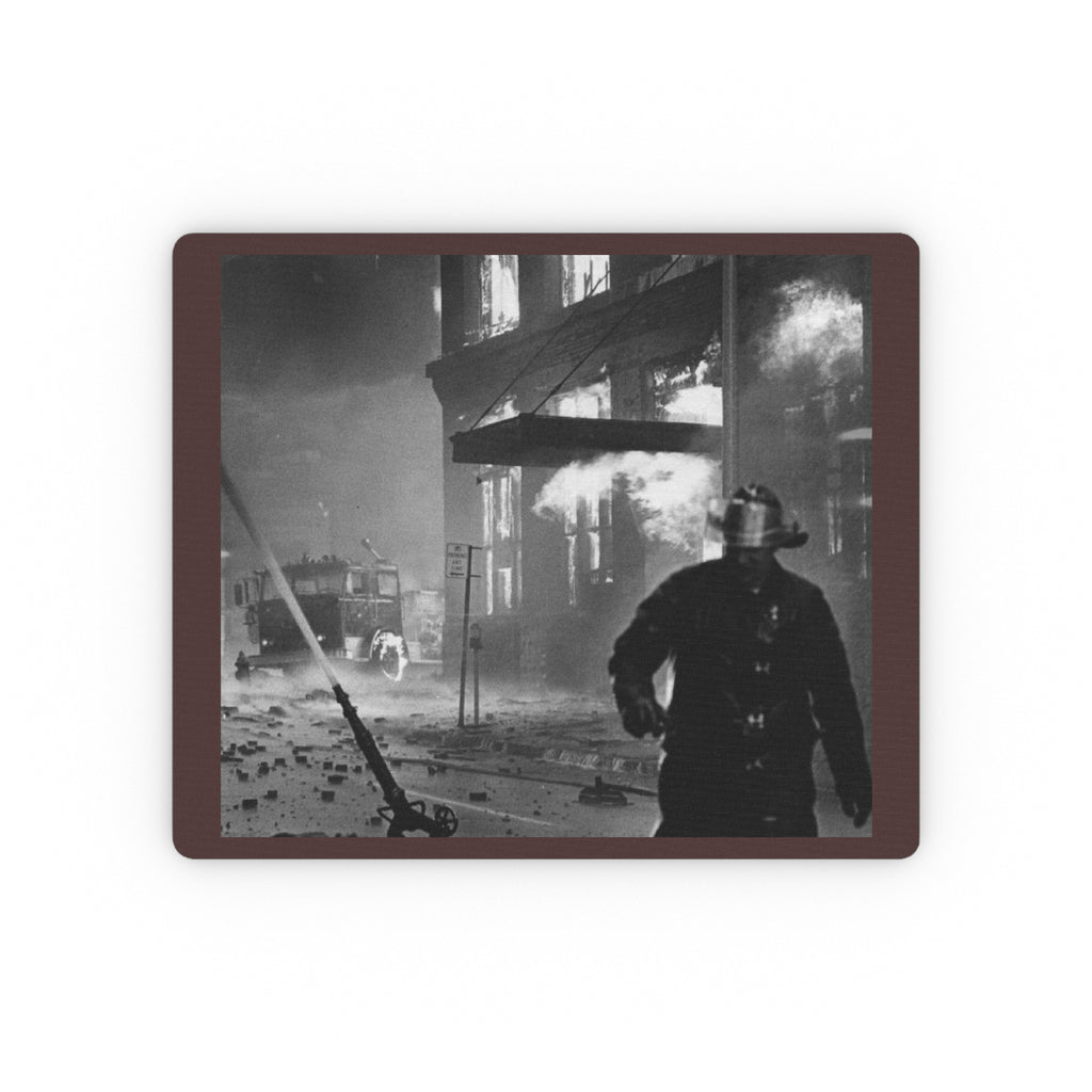 Firefighter Vintage Photo Mouse Pad — Retro Firefighter Scene