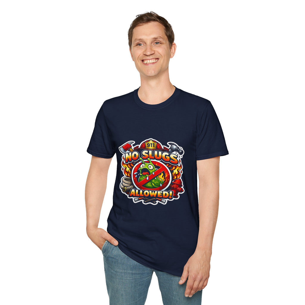 No Slugs Allowed T-Shirt — Firefighter T-Shirt Front Graphic