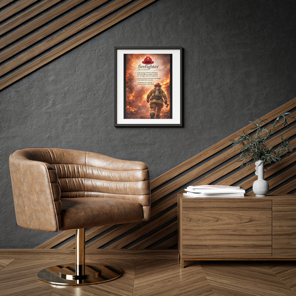 Firefighter Tribute Framed Poster — Matte Memorial Wall Art