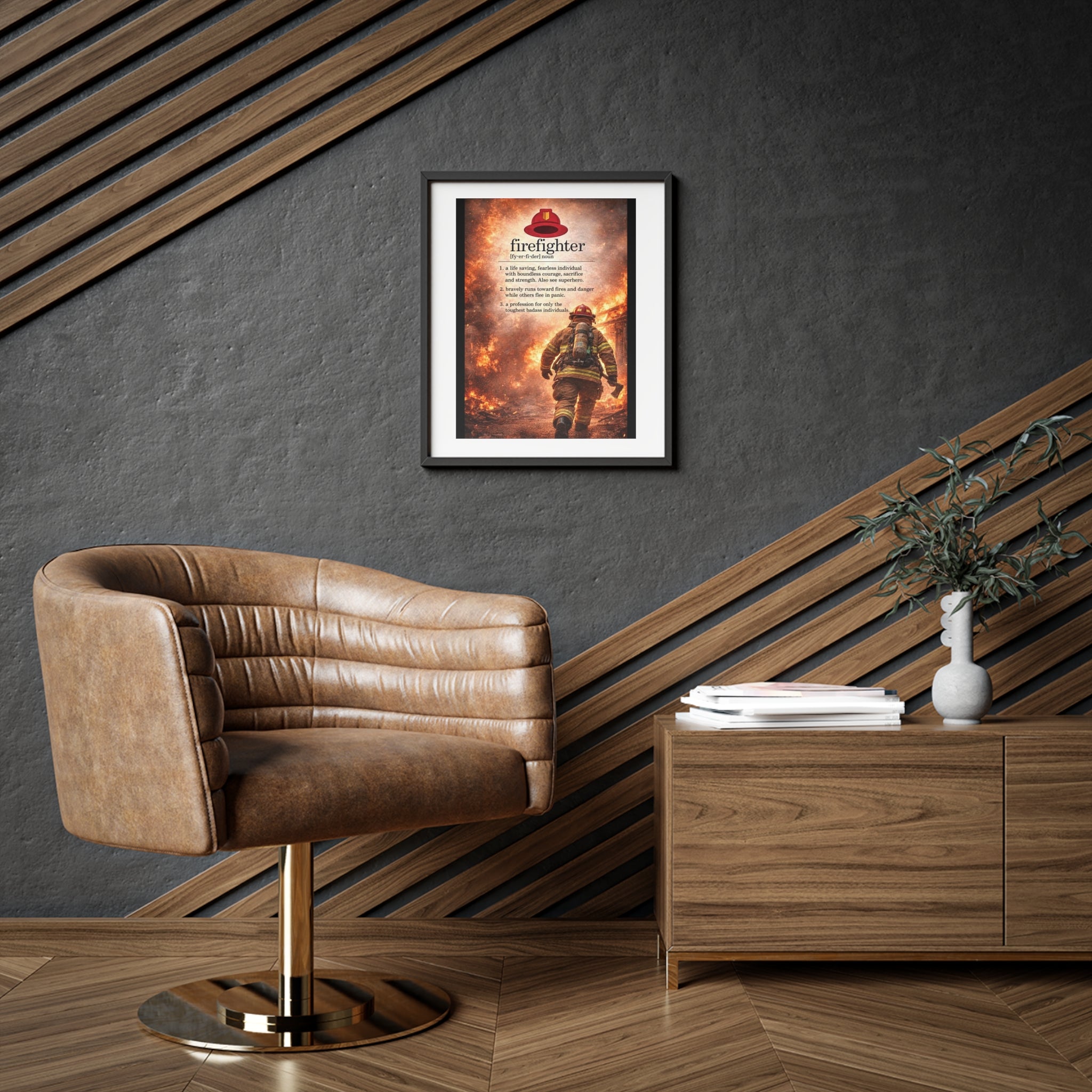 Firefighter Tribute Framed Poster — Matte Memorial Wall Art