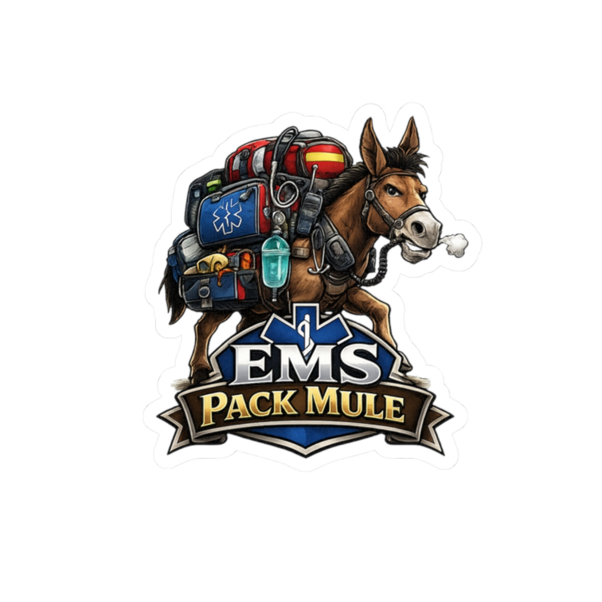 EMS Pack Mule Kiss-Cut Sticker — Paramedic EMS Rescue Decal