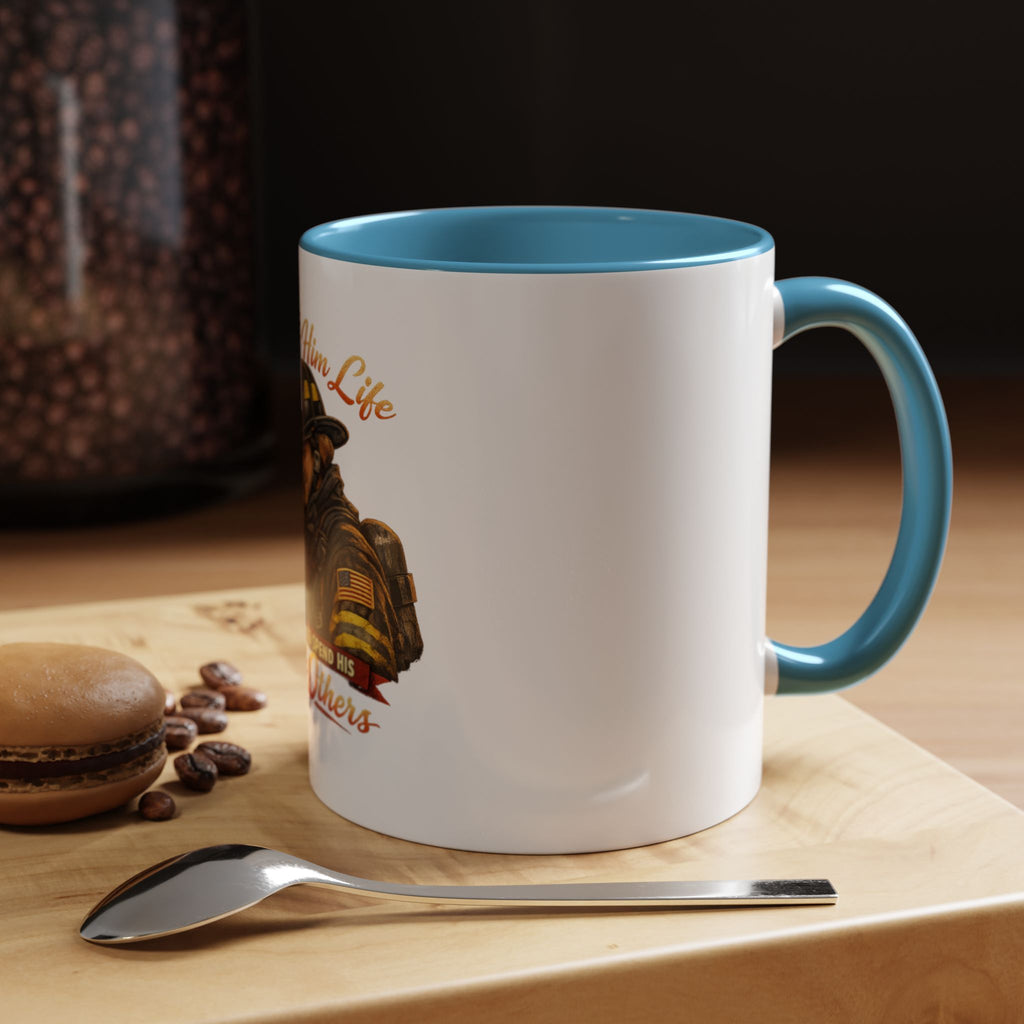 Firefighter Couple Coffee Mug – "She Gave Him Life and He Chose to Spend His Saving Others"
