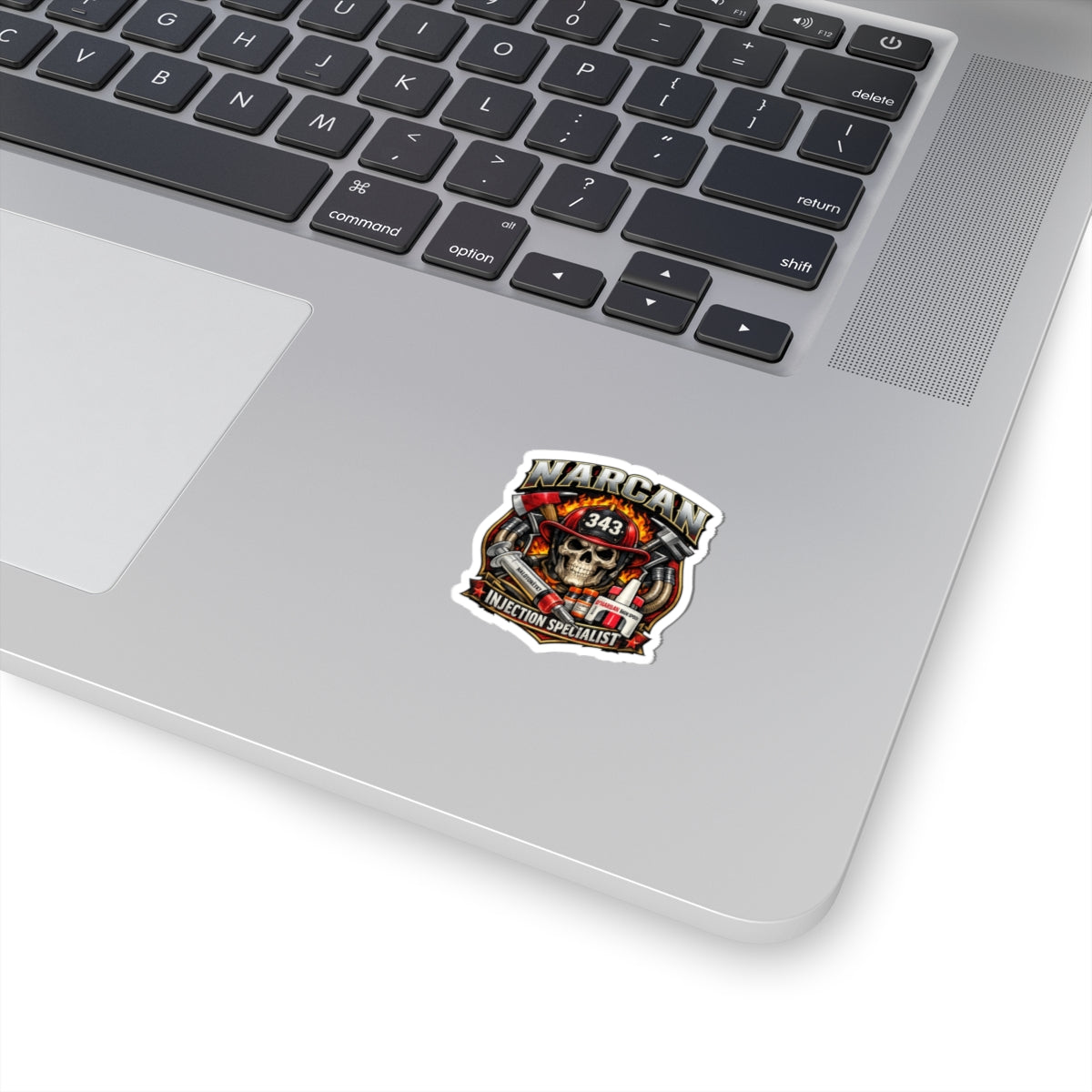 Narcan Injection Specialist Kiss-Cut Sticker — EMS/Firefighter Skull Design