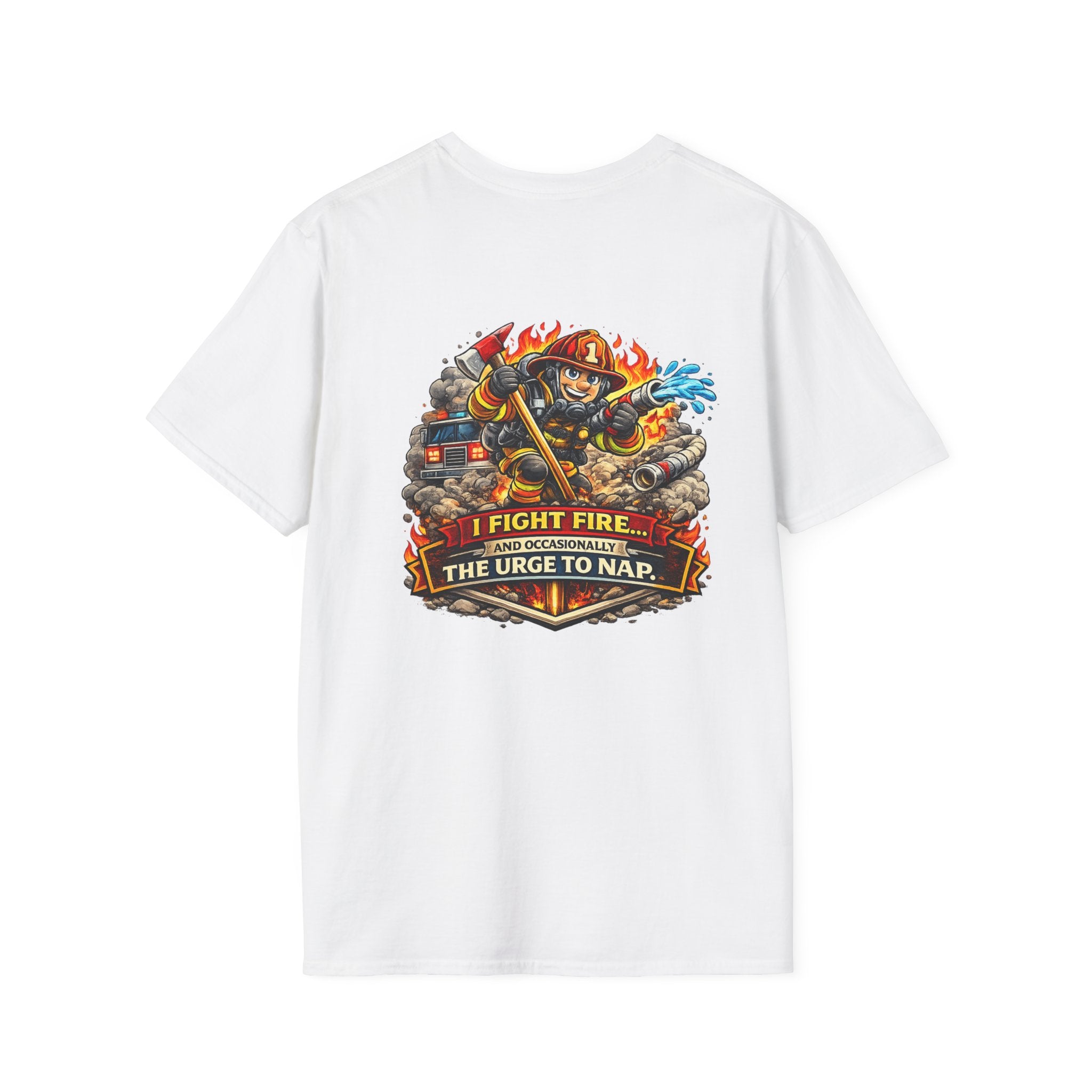 Firefighter T-Shirt - "I Fight Fire But Sometimes I Fight The Urge To Nap" Graphic Tee