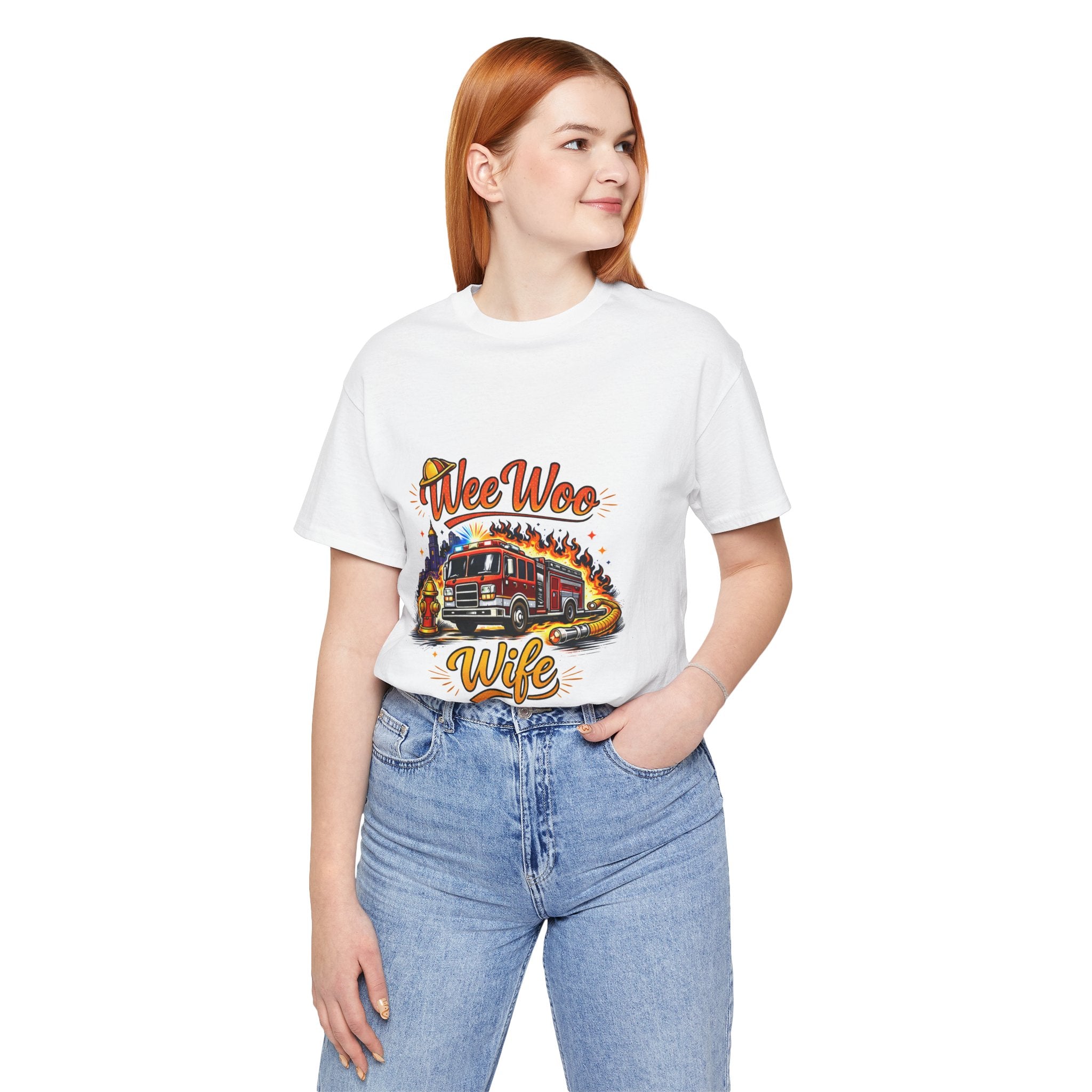 Firefighter Wife T-Shirt – "Wee Woo Wife" Fire Truck Graphic Tee