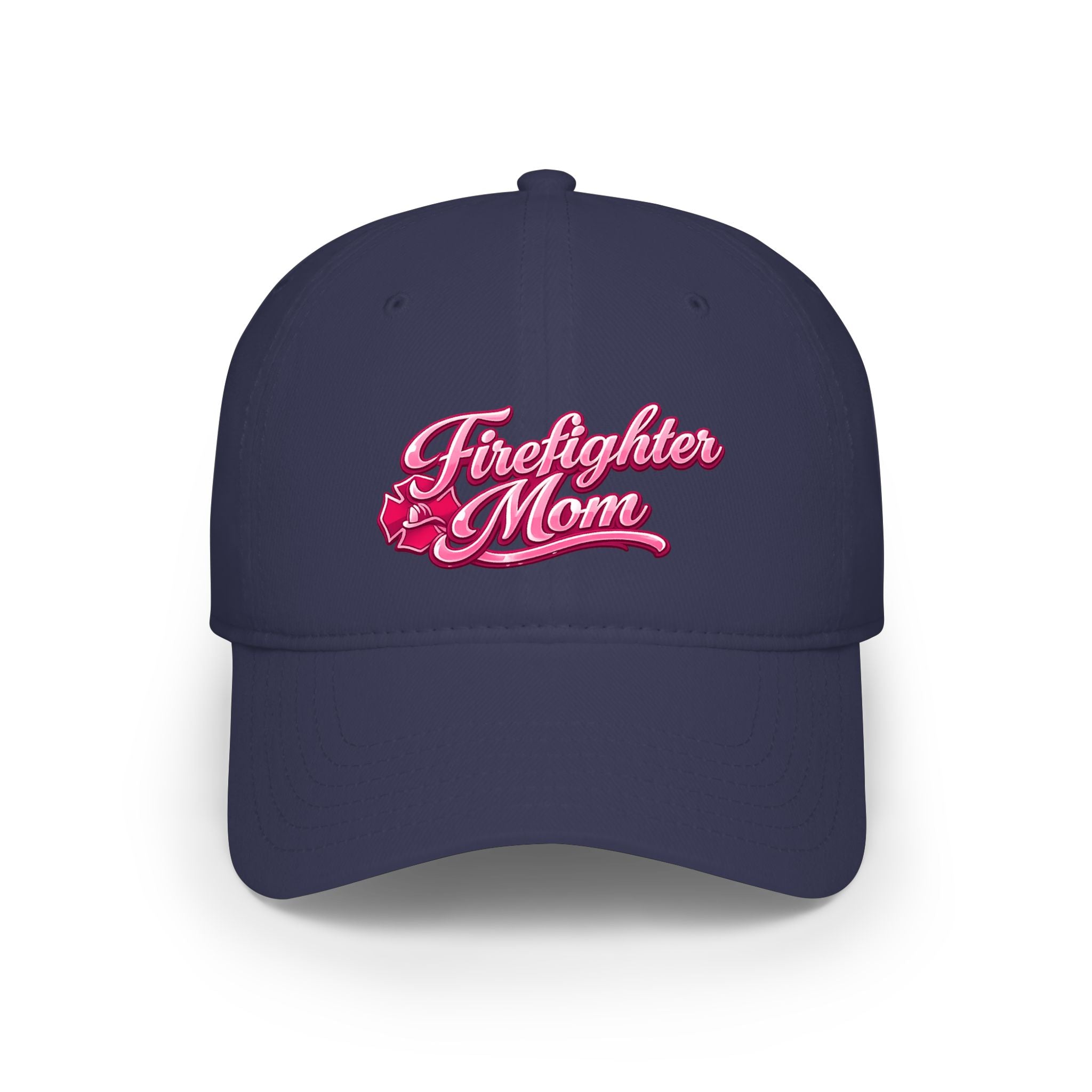 Firefighter Mom Baseball Cap — Pink Script Low Profile Hat for Moms, Mother’s Day Gift