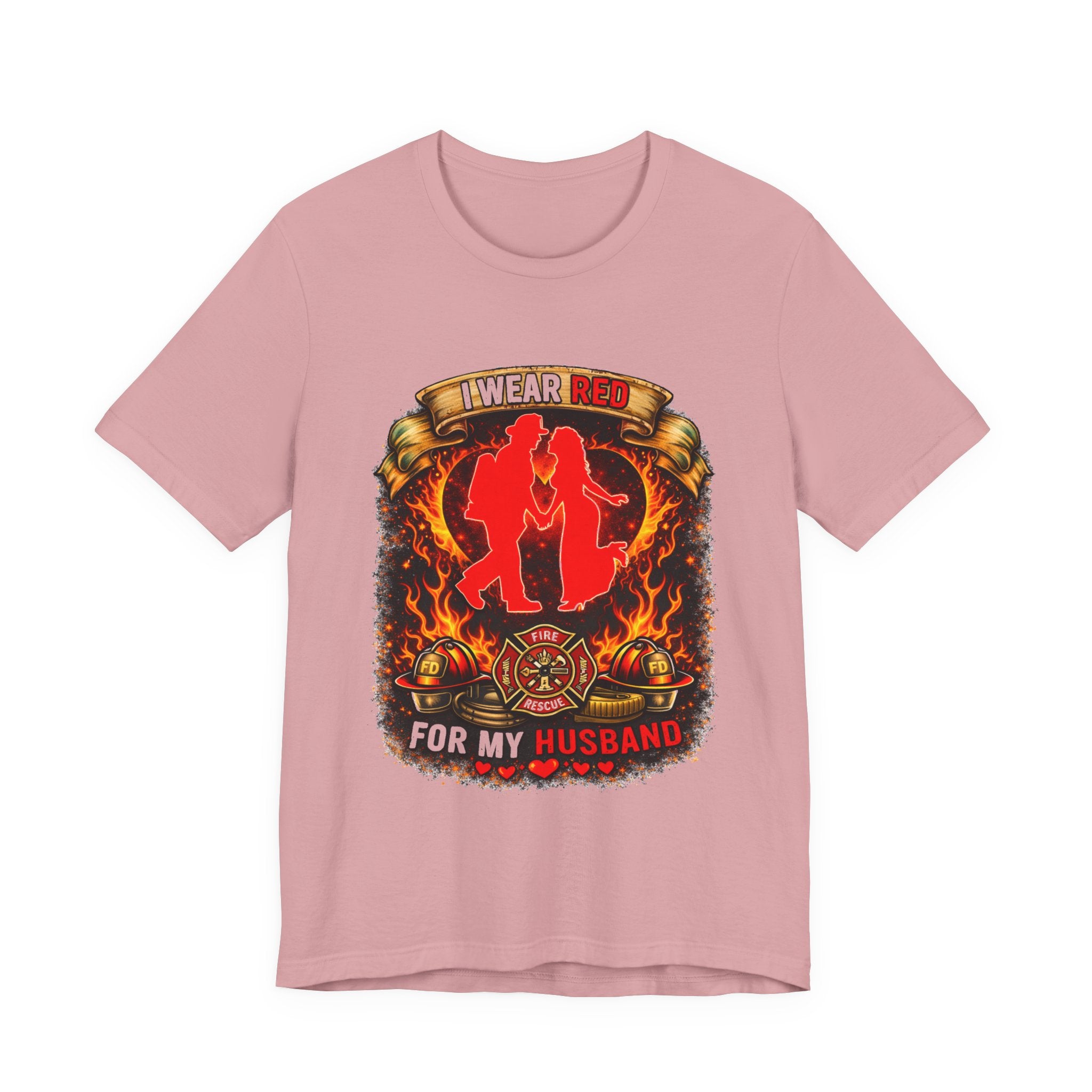 T-Shirt - I Wear Red For My Husband Firefighter Tribute Graphic Tee