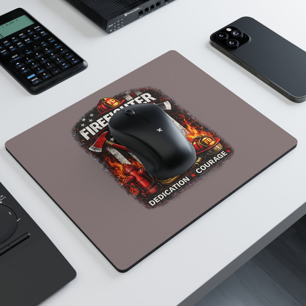 Firefighter Mouse Pad — 'Dedication • Courage' Patriotic Fire Dept