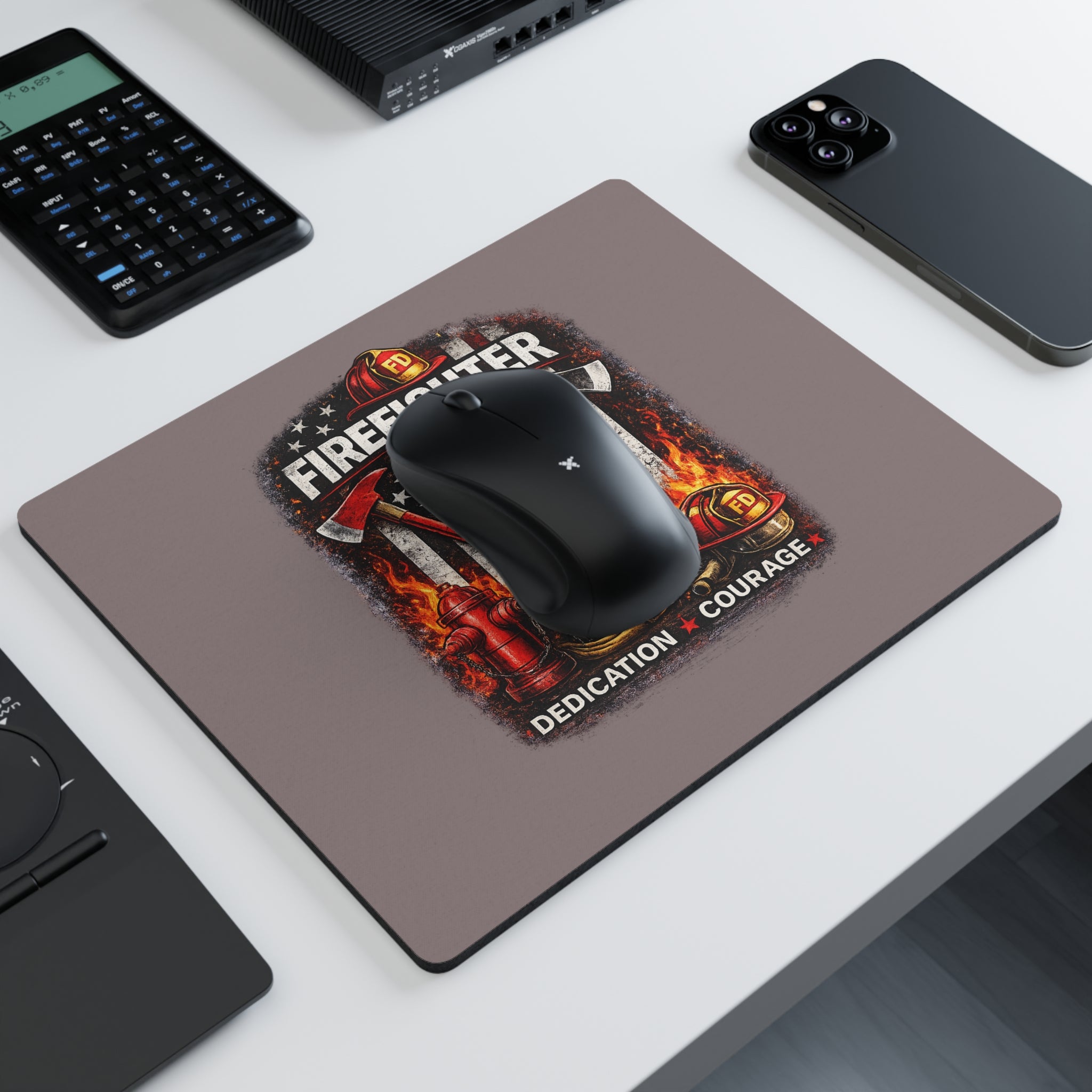 Firefighter Mouse Pad — 'Dedication • Courage' Patriotic Fire Dept