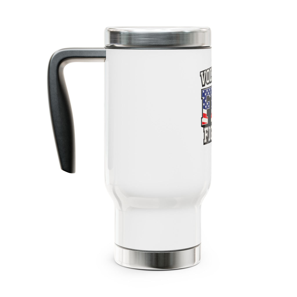 Volunteer Firefighter Travel Mug — 14oz Stainless Steel Tumbler with American Flag Design