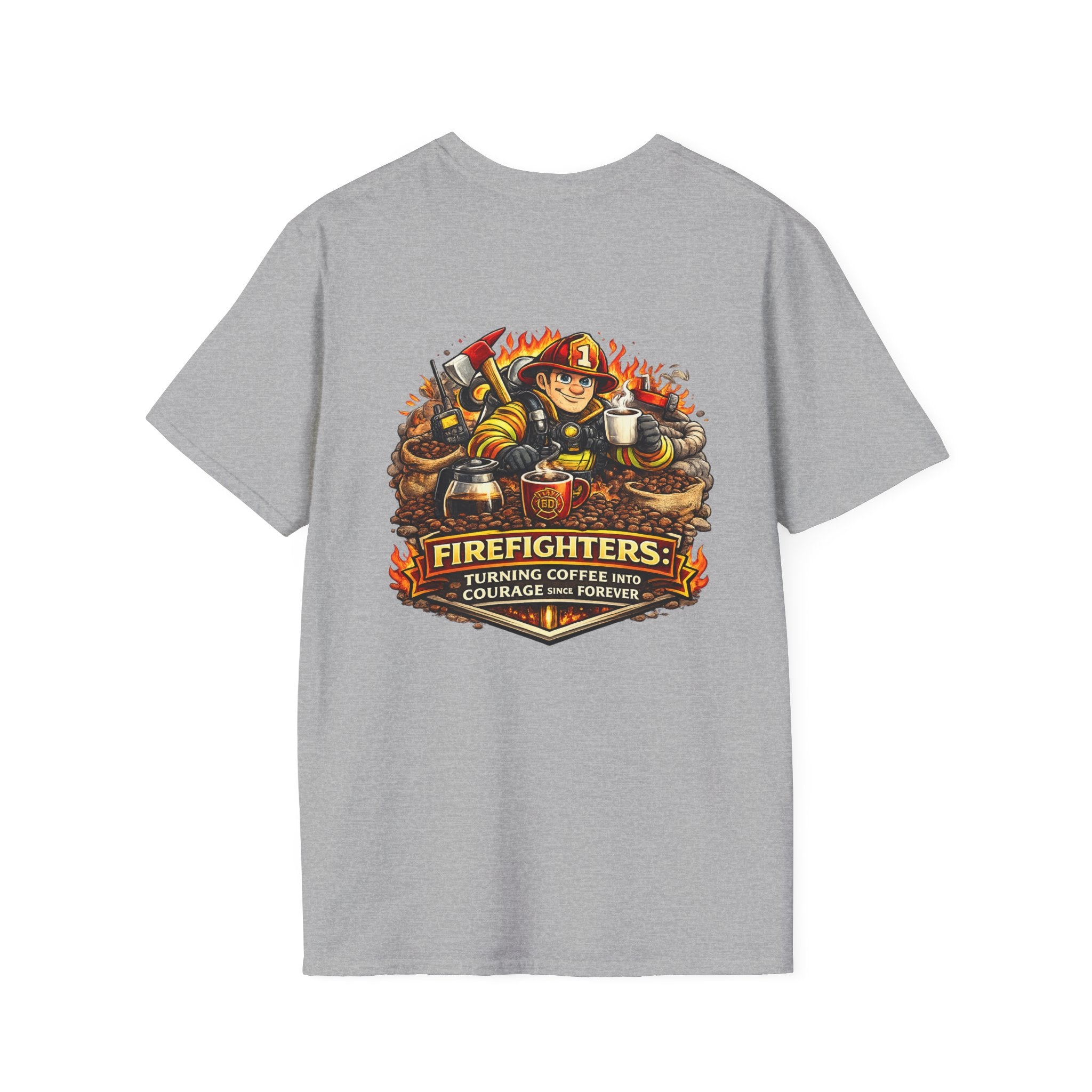 Firefighter Coffee T-Shirt — "Turning Coffee Into Courage" Graphic Tee