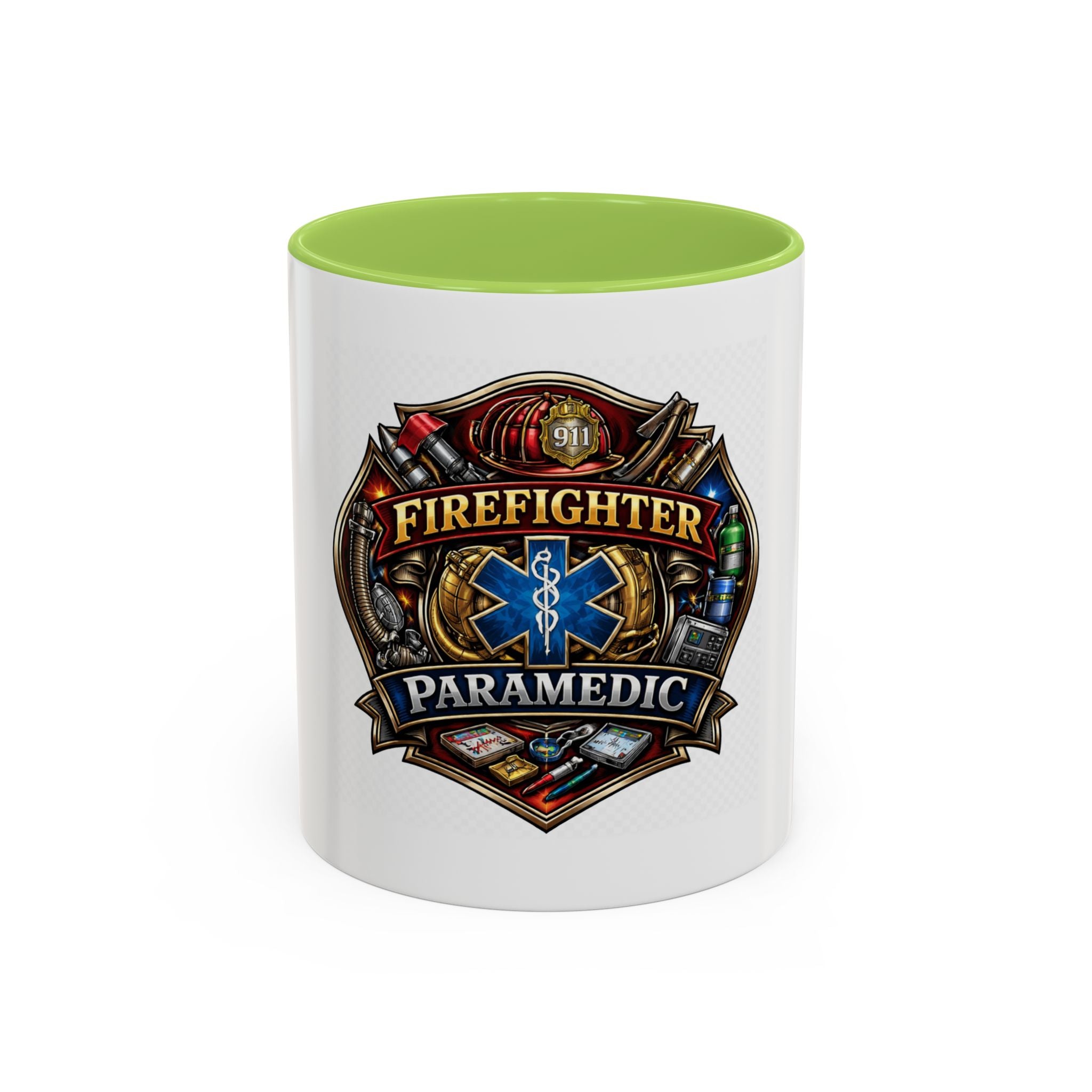 Firefighter Paramedic Shield Accent Coffee Mug – 11/15oz