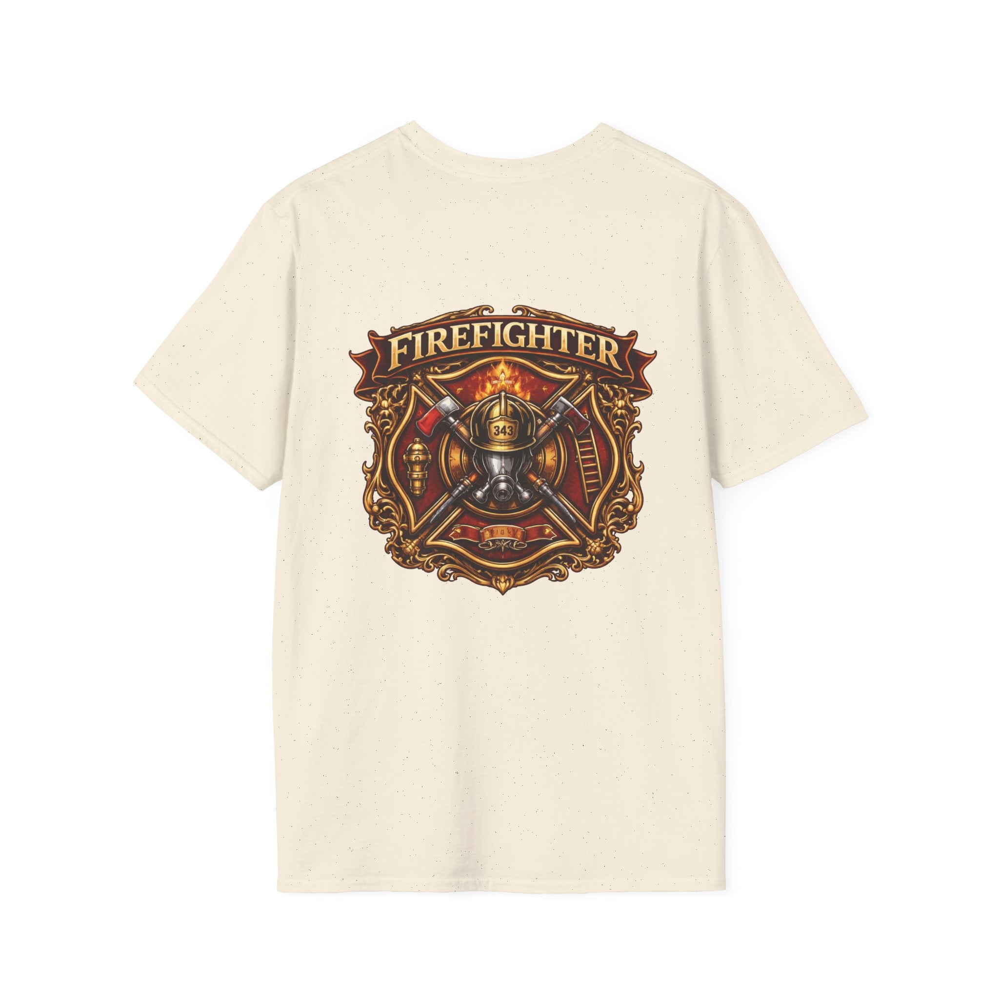 Firefighter Badge T-Shirt — Vintage Firefighter Helmet & Axes Tee