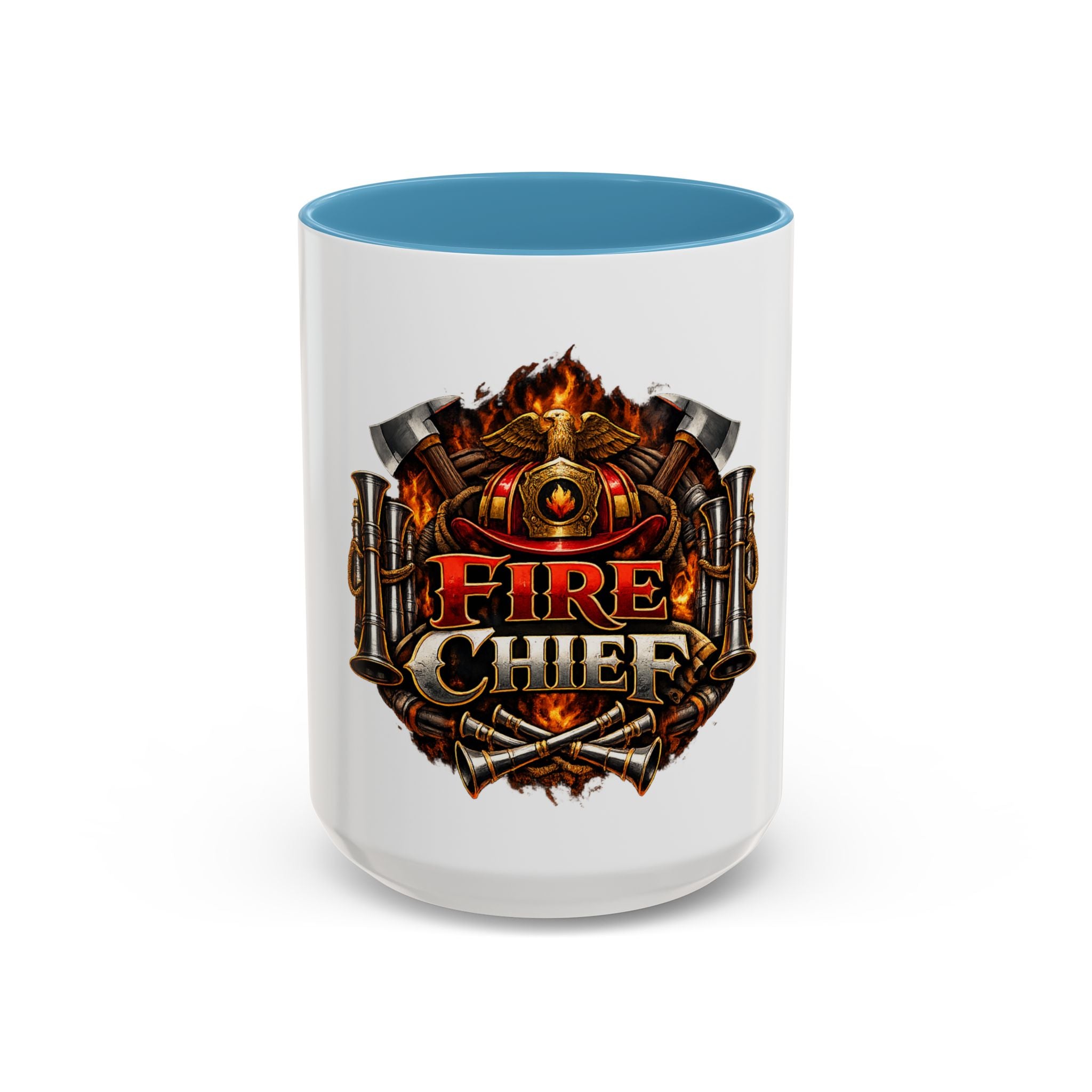 Fire Chief Coffee Mug — Firefighter Badge Emblem Accent Mug (11/15oz)