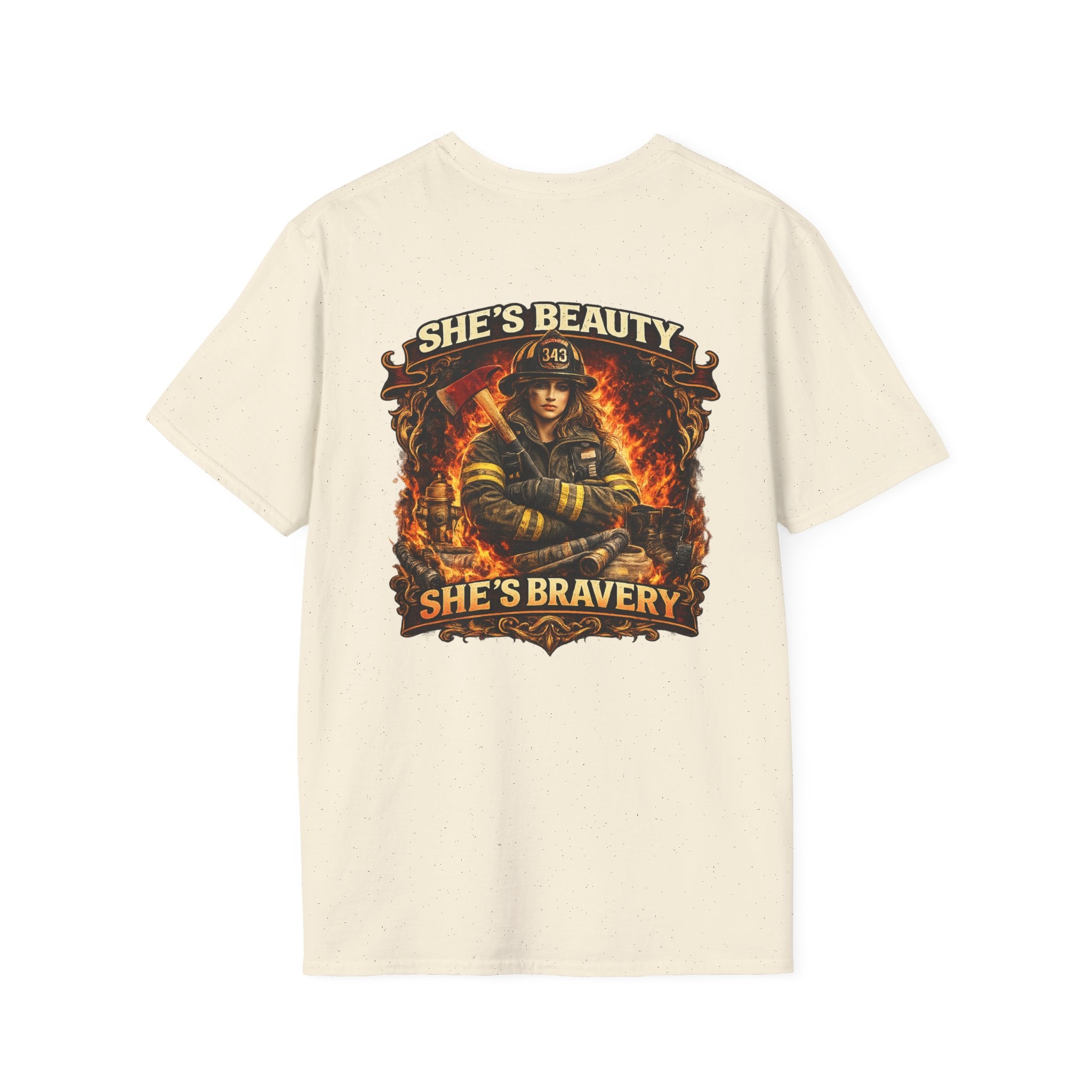 Firefighter T-Shirt – "She's Beauty, She's Bravery" Graphic Tee