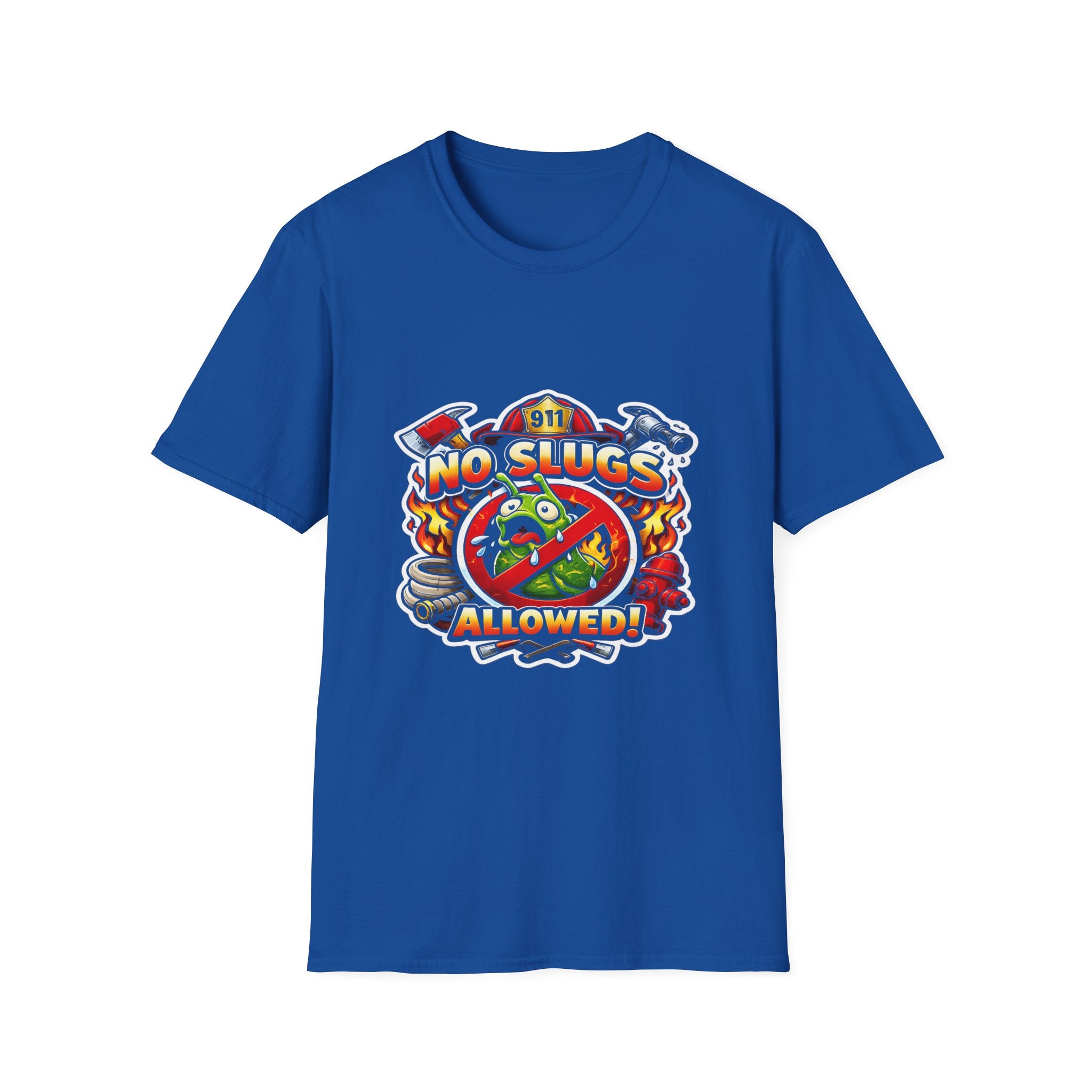 No Slugs Allowed T-Shirt — Firefighter T-Shirt Front Graphic
