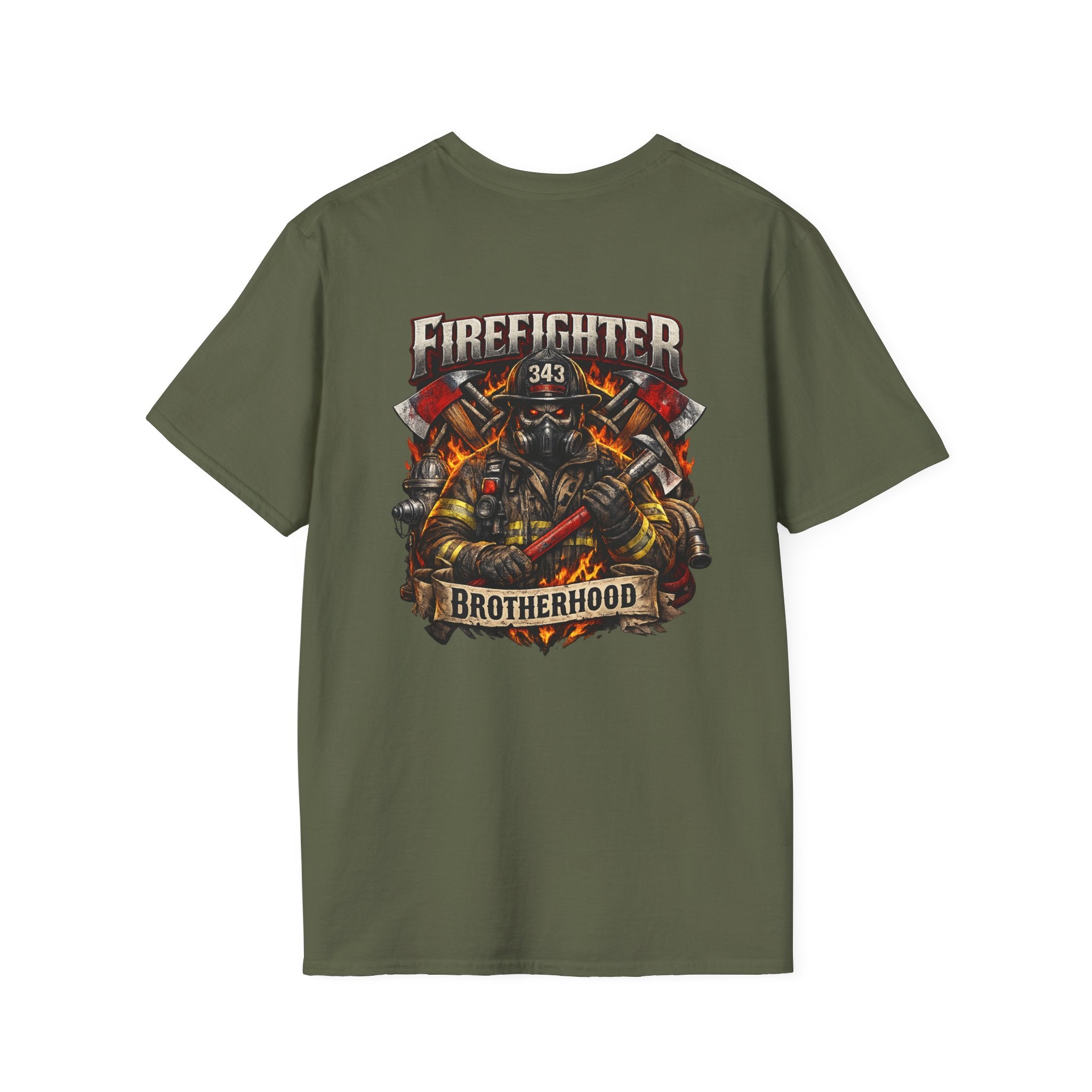 Firefighter Brotherhood T-Shirt — 343 Skull & Axes Rescue Tee