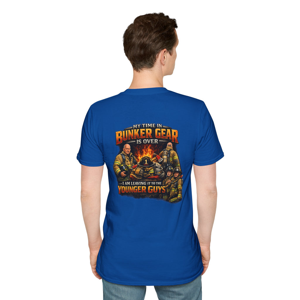 "My Time In Bunker Gear is Over"  Retired Firefighter T-Shirt