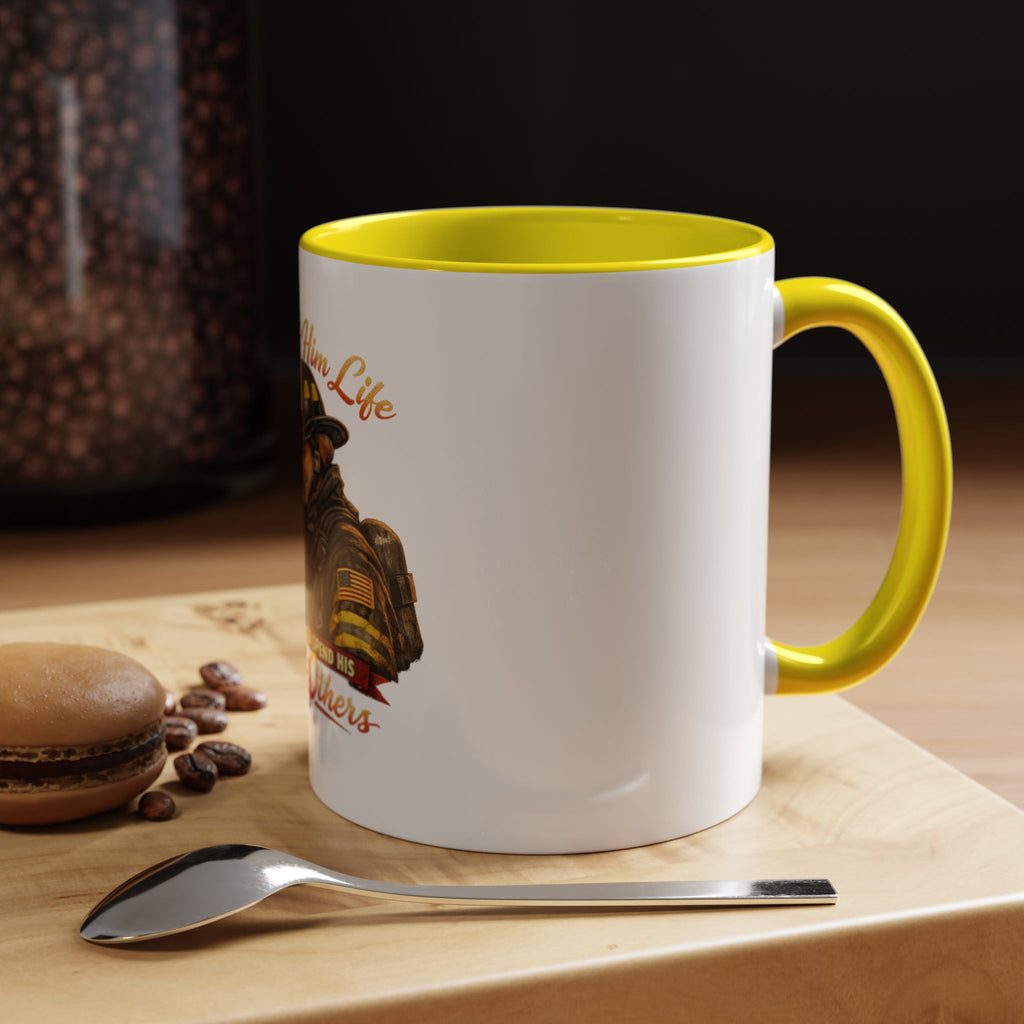 Firefighter Couple Coffee Mug – "She Gave Him Life and He Chose to Spend His Saving Others"