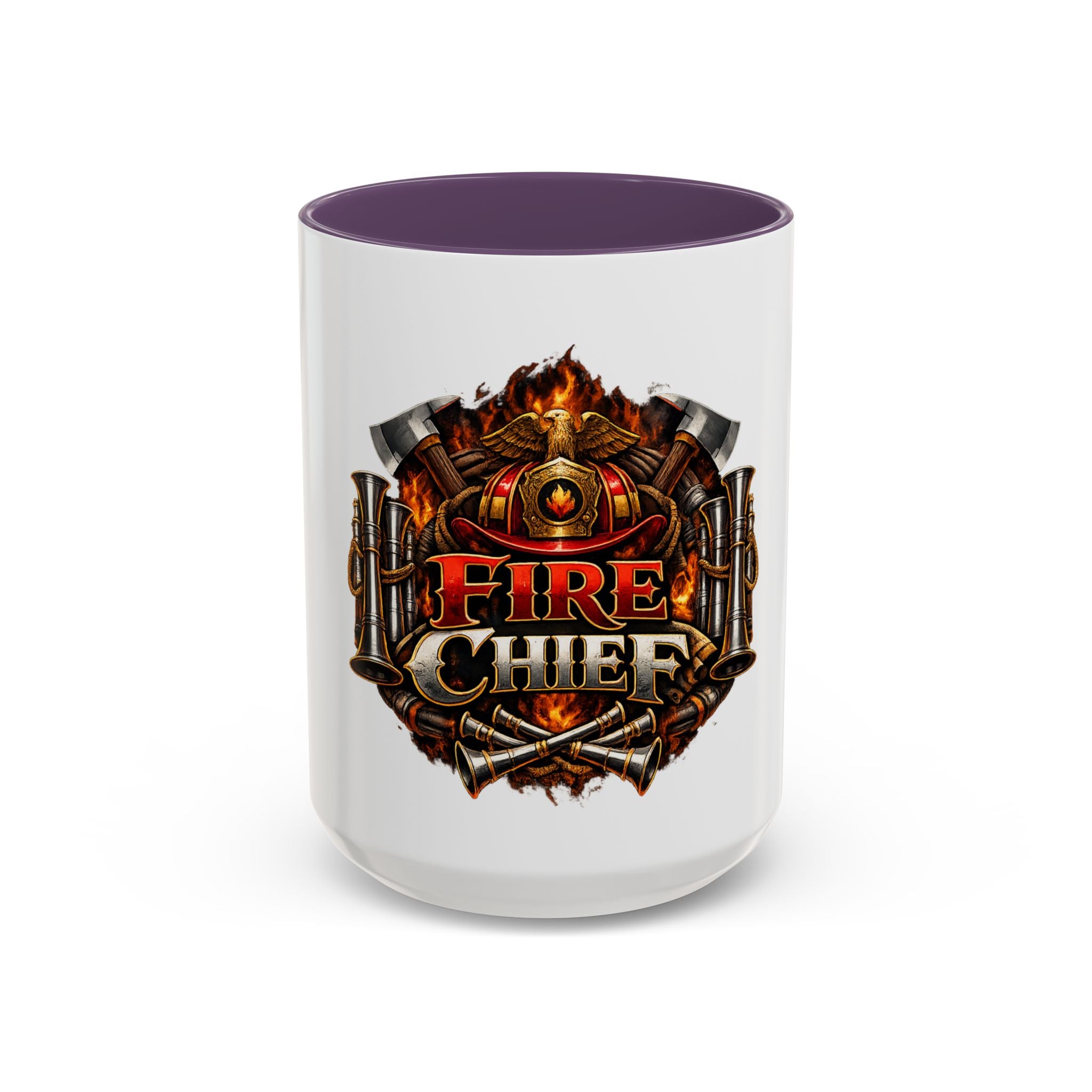 Fire Chief Coffee Mug — Firefighter Badge Emblem Accent Mug (11/15oz)