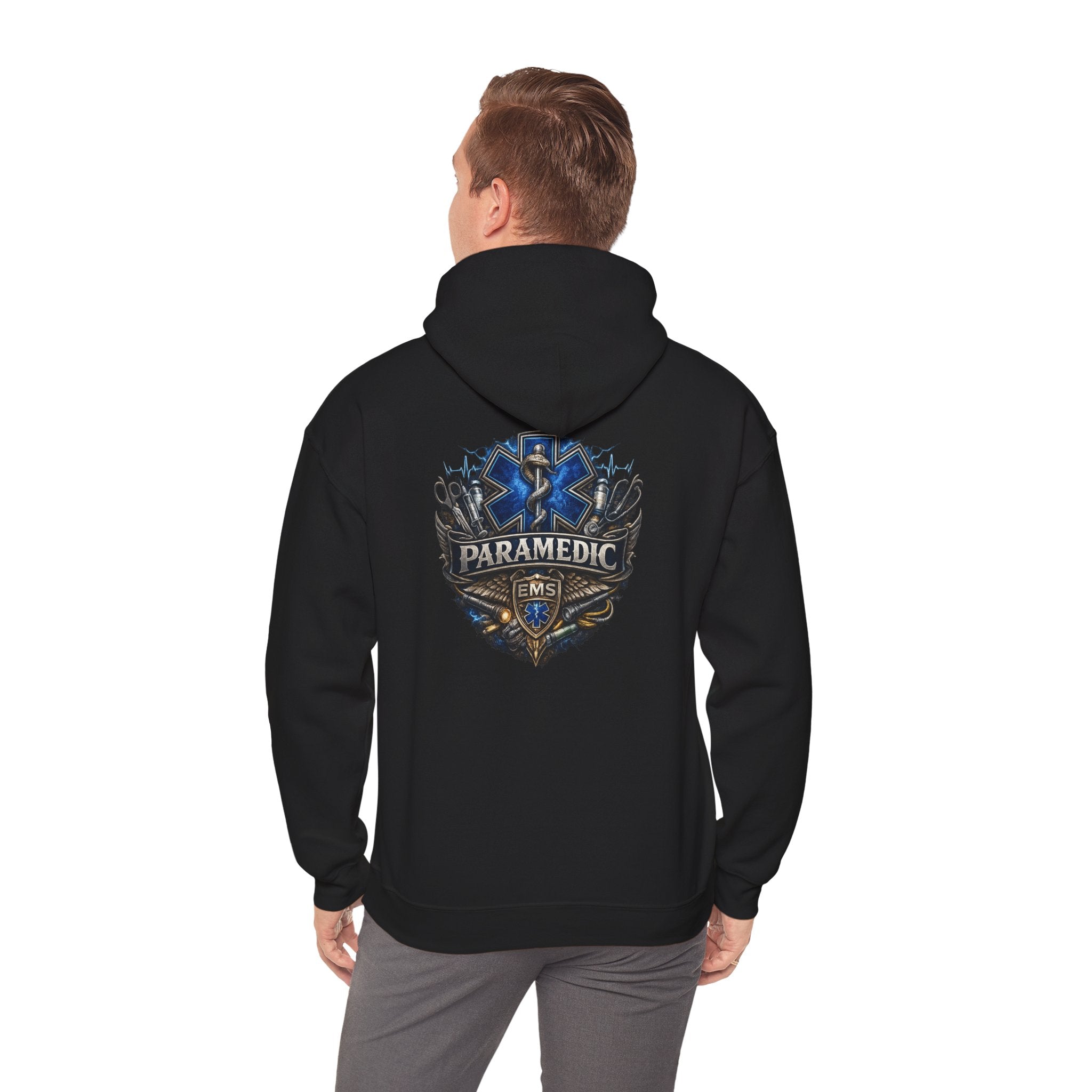 Paramedic EMS Badge Hoodie — Emergency Medical Technician Tribute Pullover