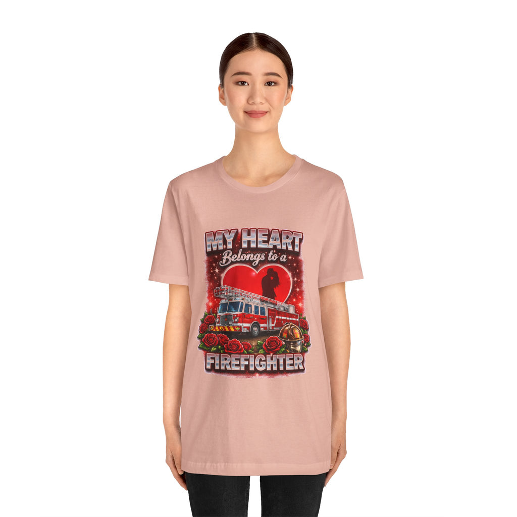 "My Heart Belongs to a Firefighter"  Firefighter Wife T-Shirt