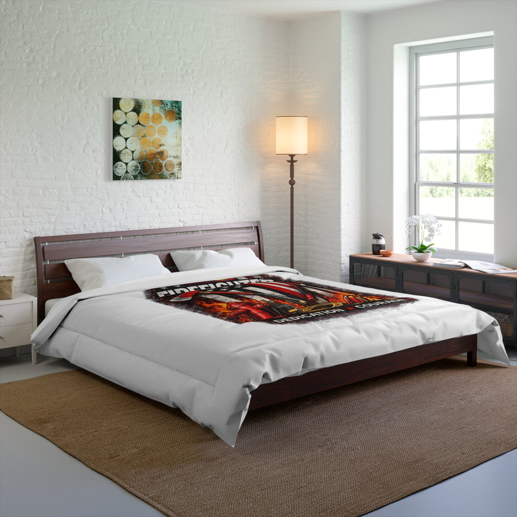 Firefighter Comforter – Dedication & Courage Patriotic Fire Rescue Bedding