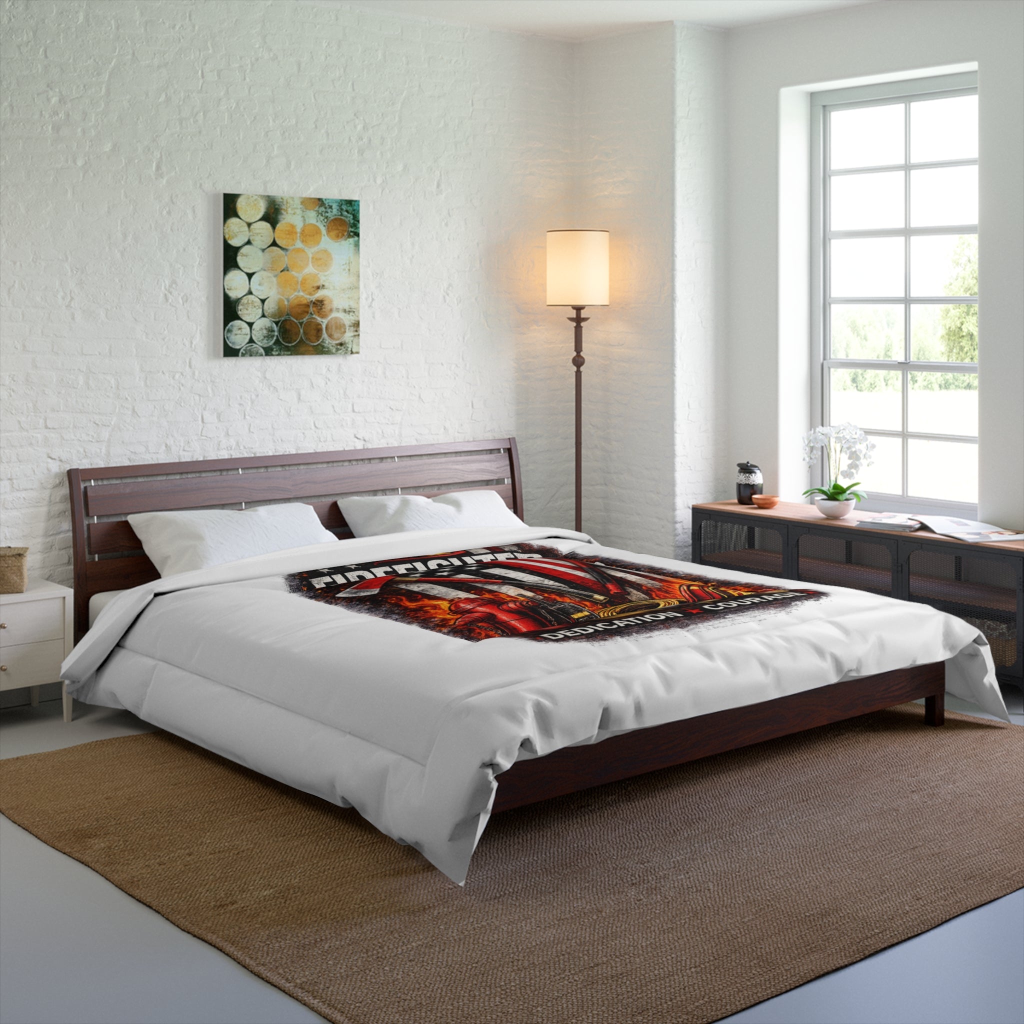 Firefighter Comforter – Dedication & Courage Patriotic Fire Rescue Bedding