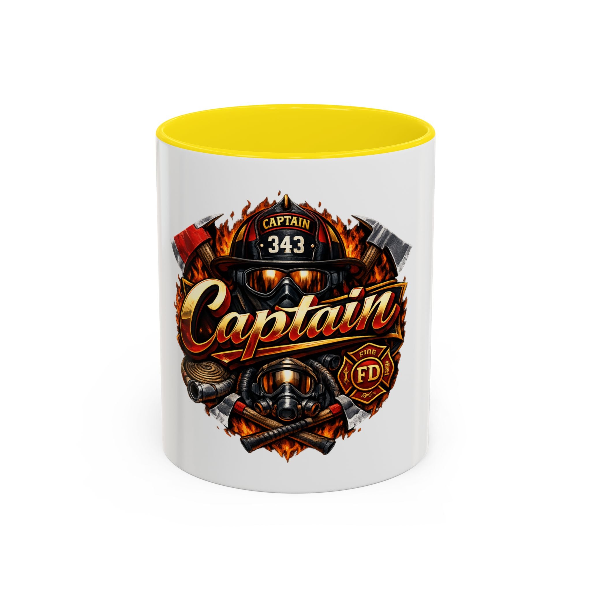 Captain Firefighter Coffee Mug — 'Captain' Fire Rescue Emblem Accent Mug (11/15oz)