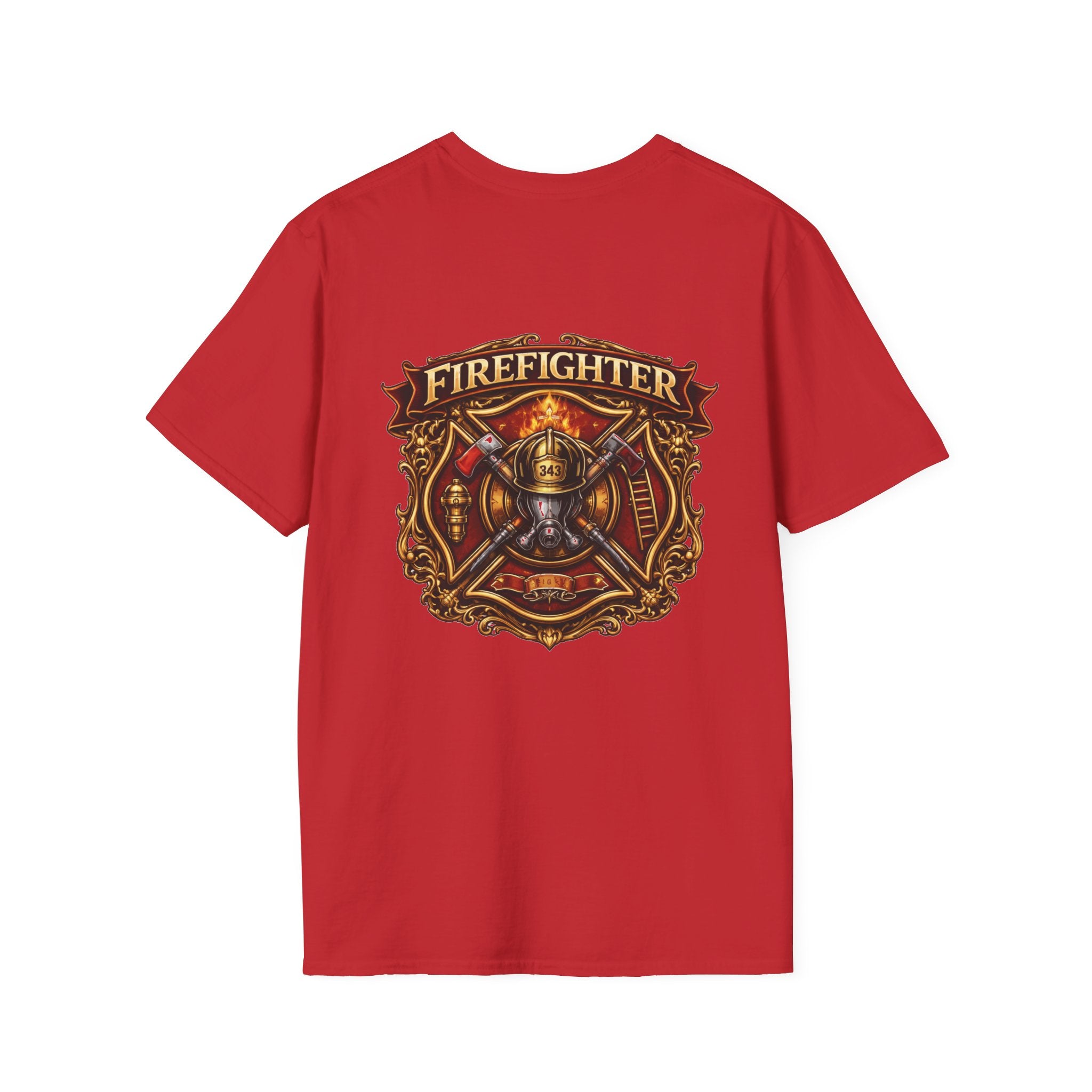 Firefighter Badge T-Shirt — Vintage Firefighter Helmet & Axes Tee
