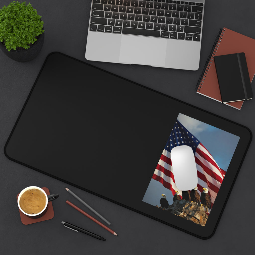 American Flag Bald Eagle Desk Mat – Patriotic Office Mouse Pad