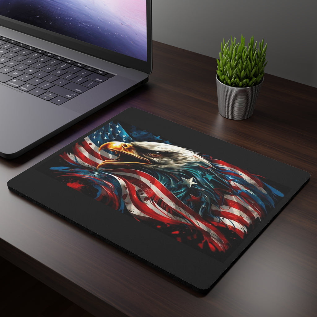 Patriotic Eagle Mouse Pad — American Flag Bald Eagle
