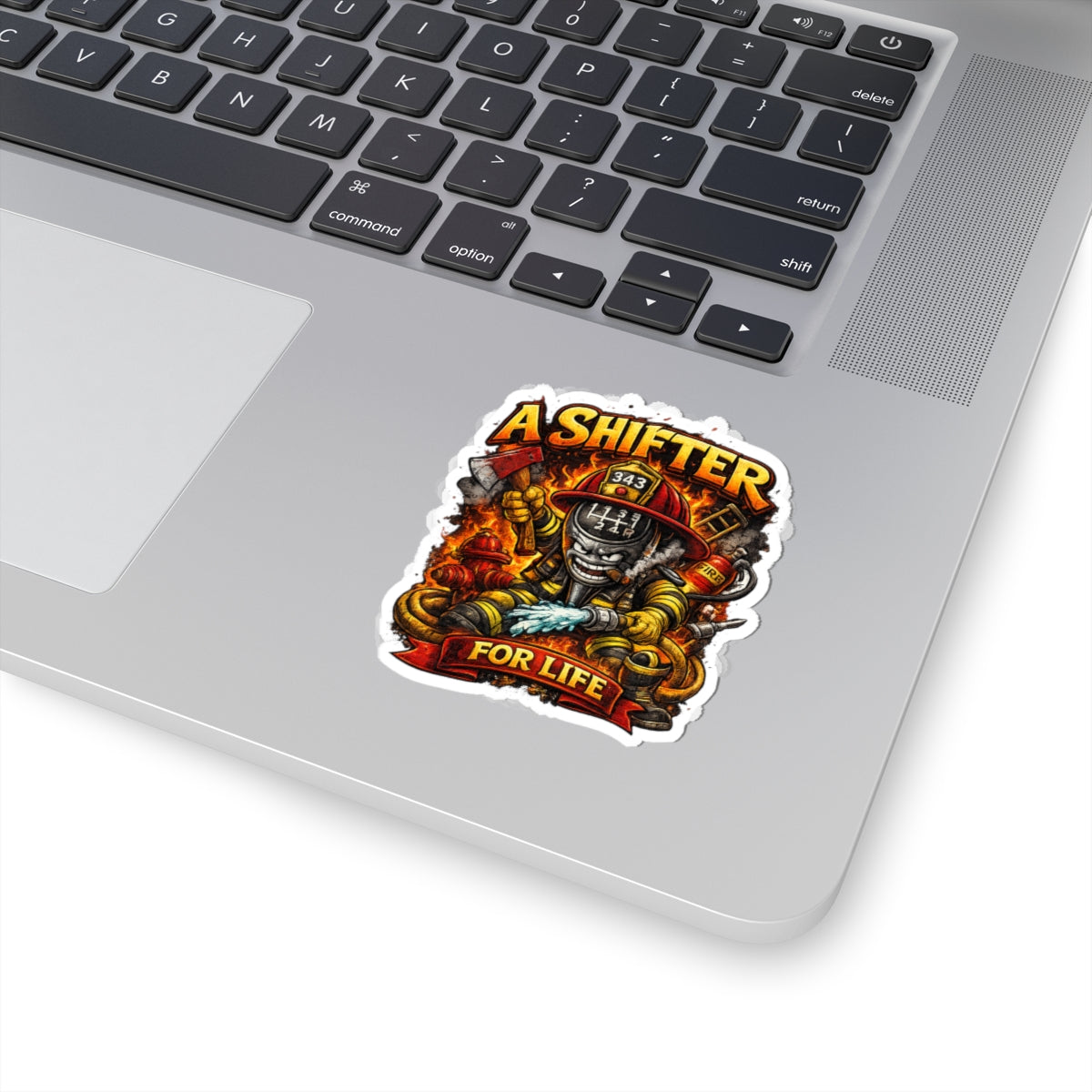 Kiss-Cut Sticker — "A Shifter For Life" Firefighter Skull Design