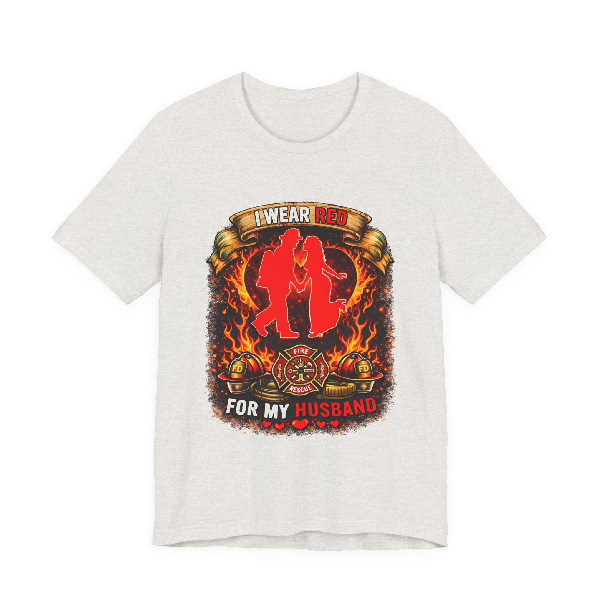 T-Shirt - I Wear Red For My Husband Firefighter Tribute Graphic Tee