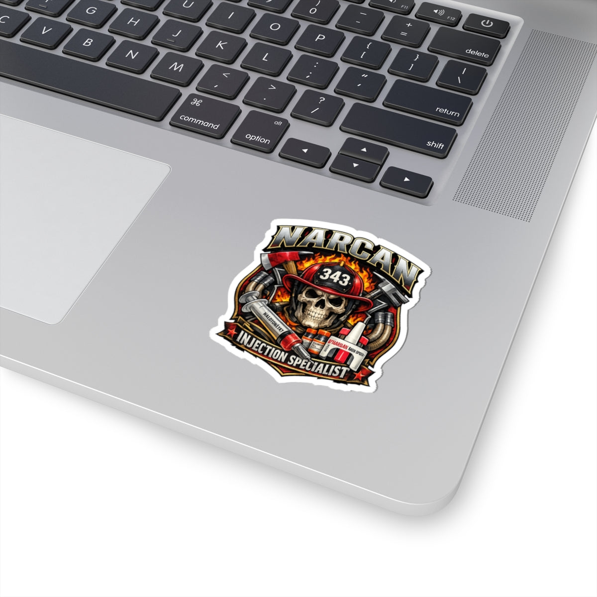 Narcan Injection Specialist Kiss-Cut Sticker — EMS/Firefighter Skull Design
