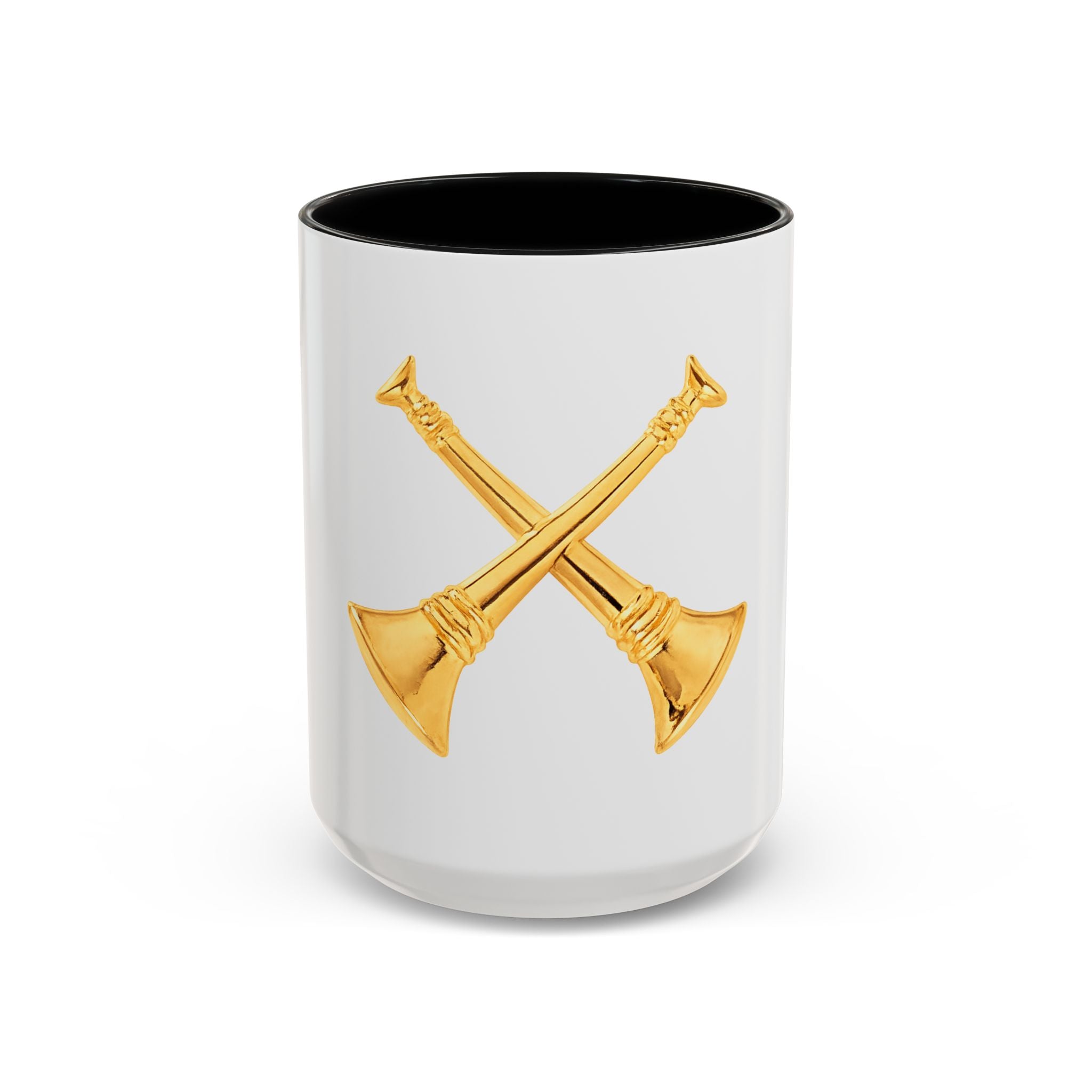 Battalion Chief Firefighter Coffee Mug — Crossed Bugles Rank Accent Mug (11/15 oz)