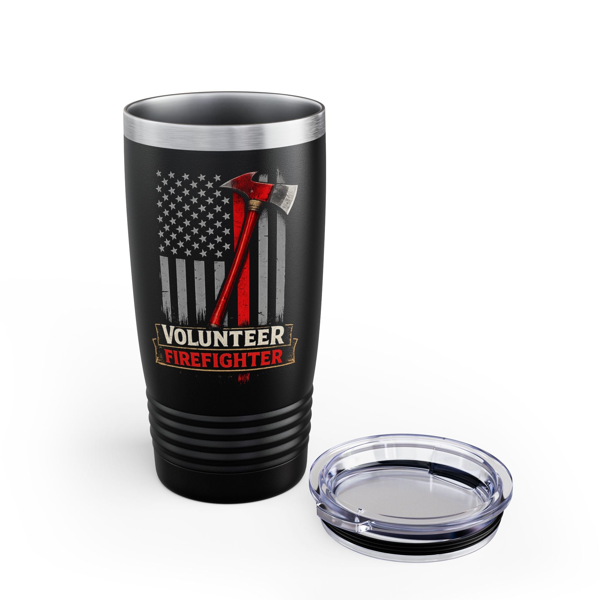 Volunteer Firefighter 20oz Tumbler – Thin Red Line Flag with Ax Design