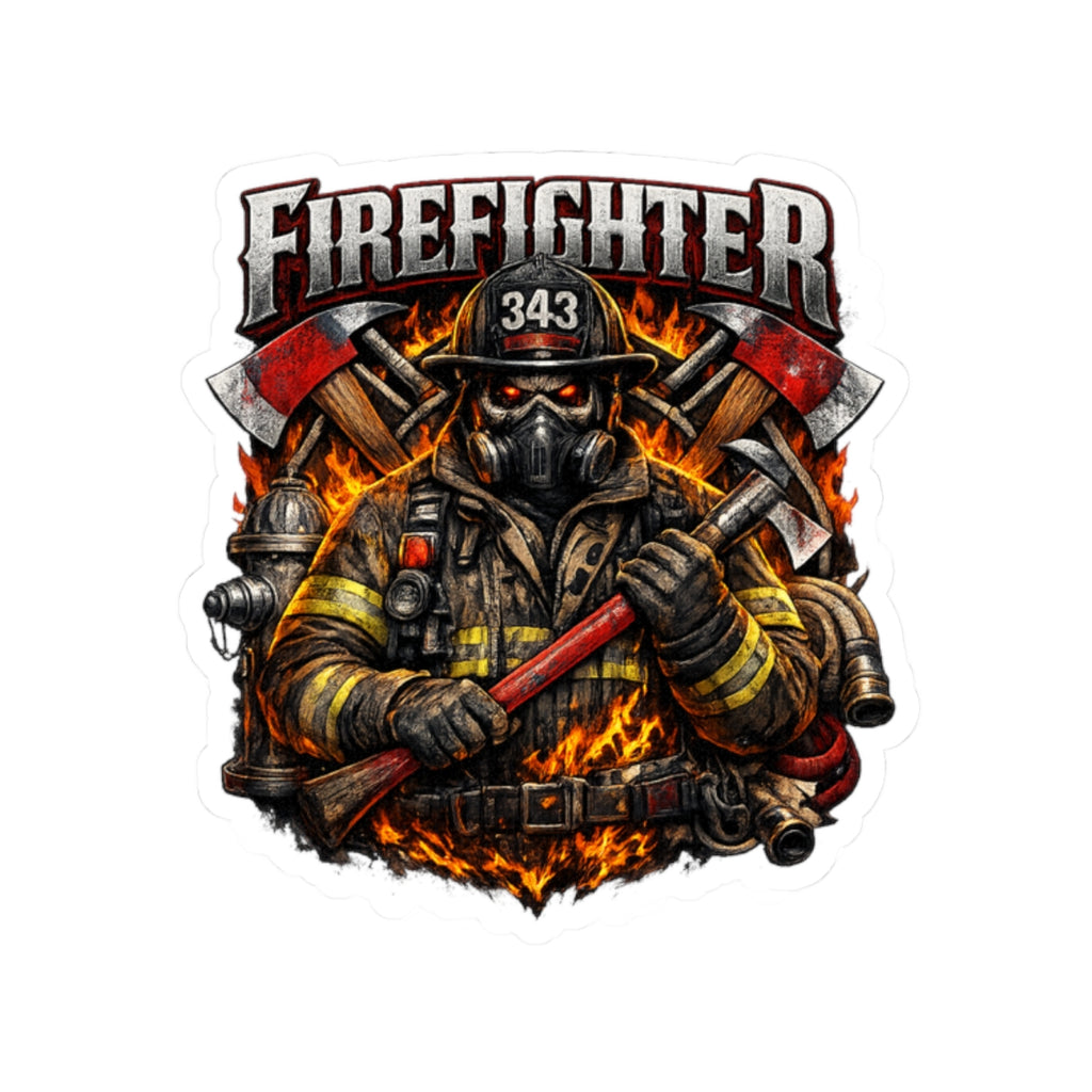 Firefighter Sticker — Fierce Firefighter Emblem Kiss-Cut Sticker (343)