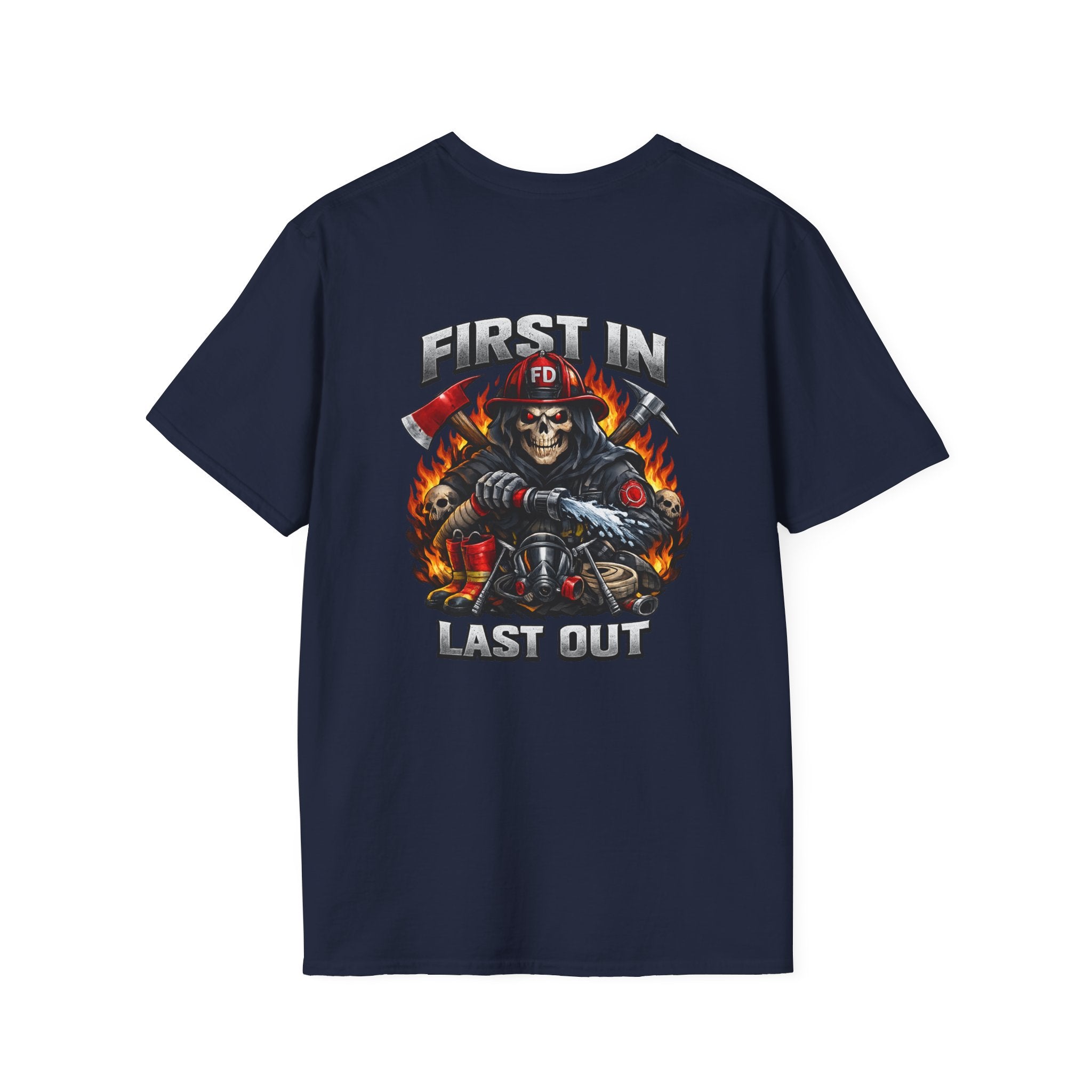 Firefighter Skull 'First In, Last Out' T-Shirt