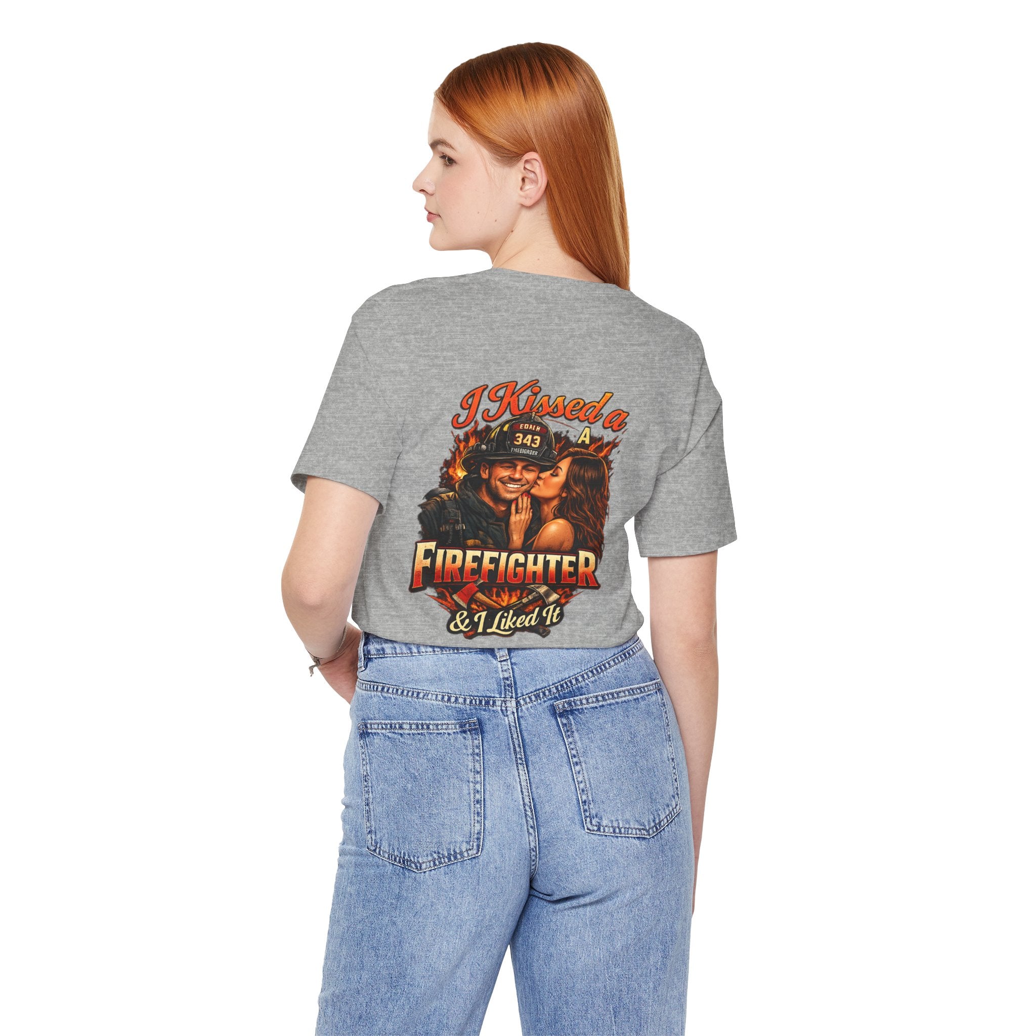 I Kissed a Firefighter Tee — Romantic Firefighter Graphic T-Shirt