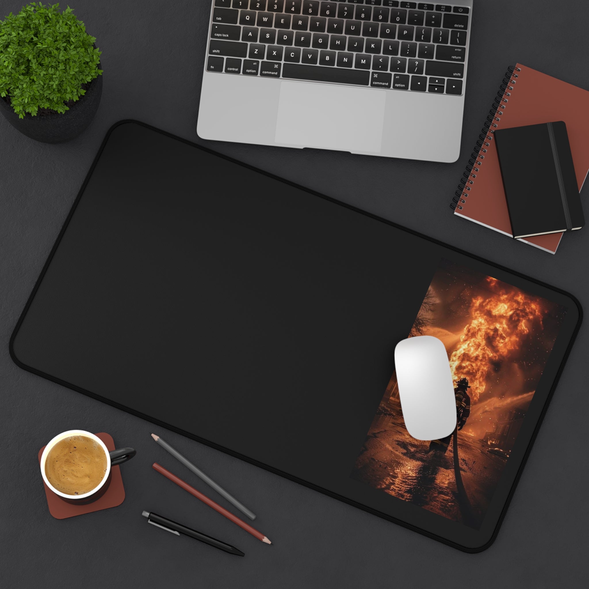 Firefighter Desk Mat – Courage in Flames Gaming/Work Mouse Pad