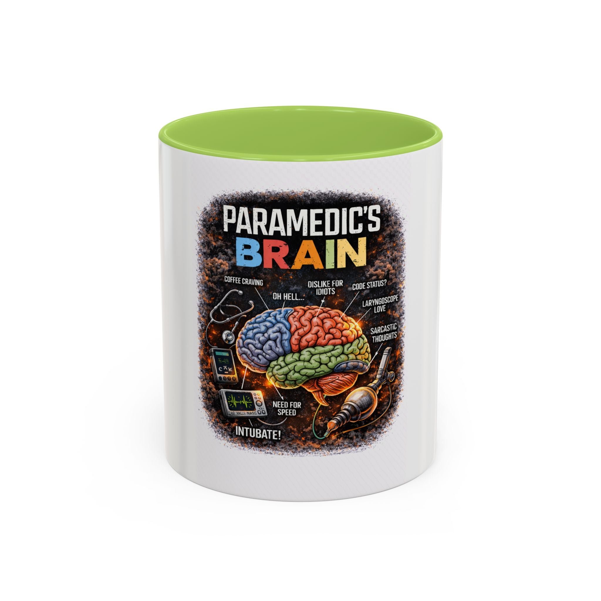 Paramedic's Brain Coffee Mug – Illustrated EMT Anatomy Accent Mug (11/15 oz)