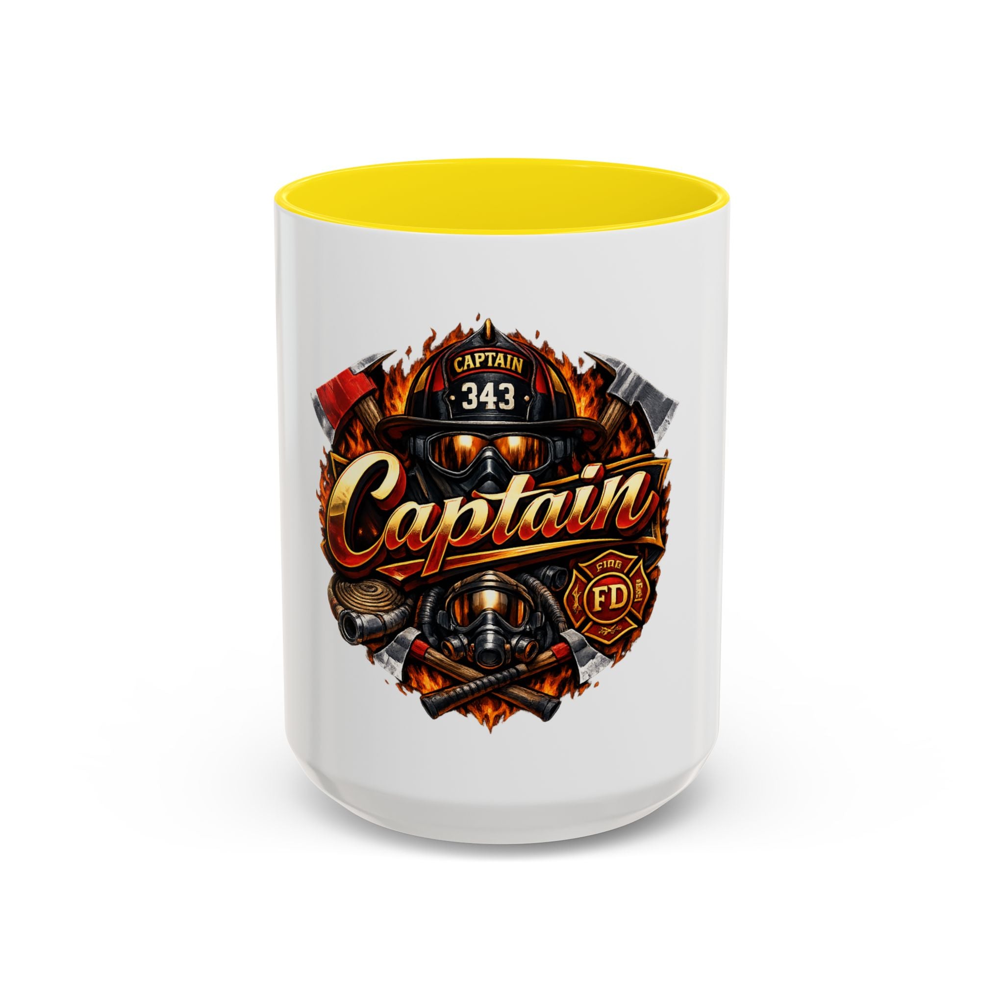 Captain Firefighter Coffee Mug — 'Captain' Fire Rescue Emblem Accent Mug (11/15oz)