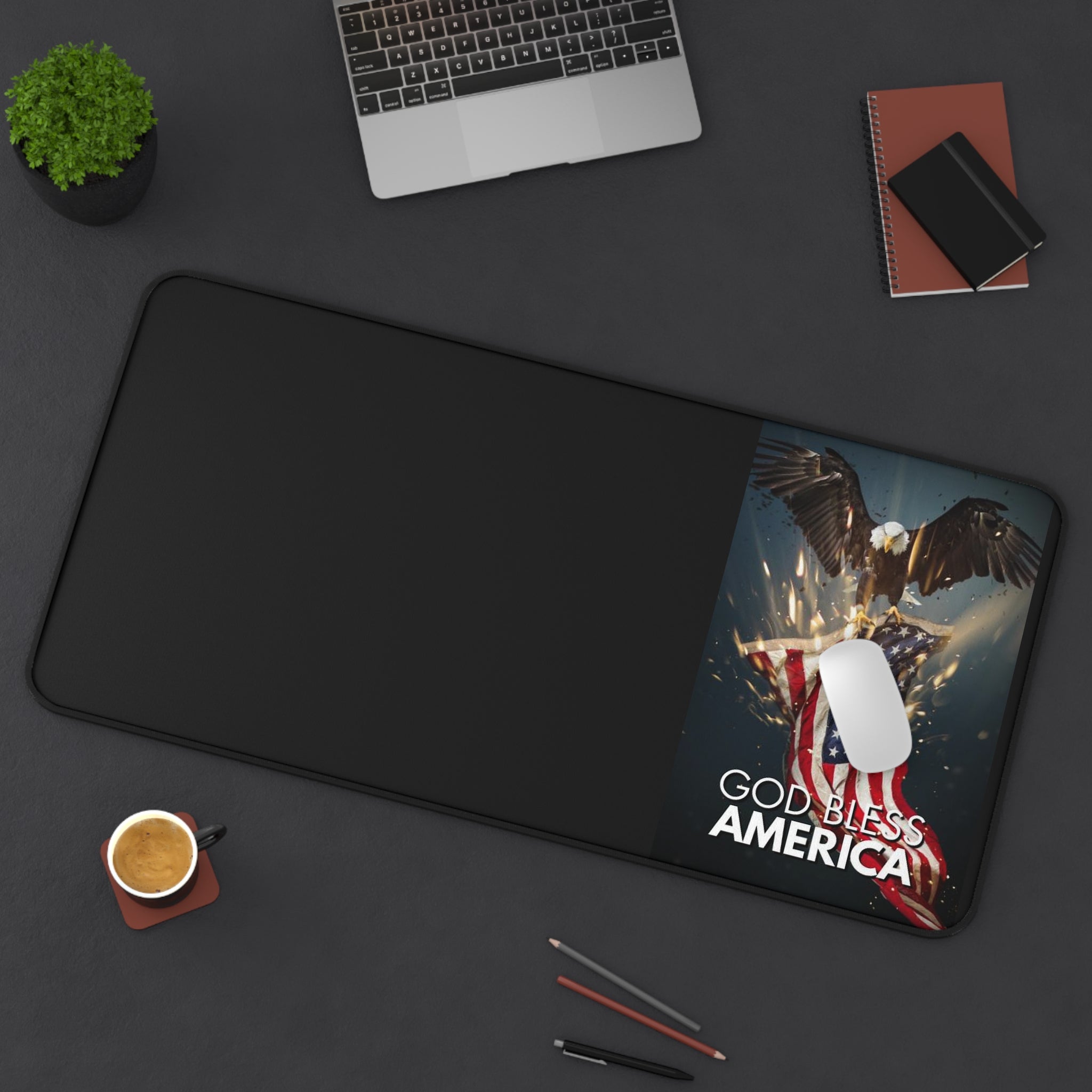 God Bless America Eagle Flag Desk Mat — Patriotic Gaming & Office Desk Pad
