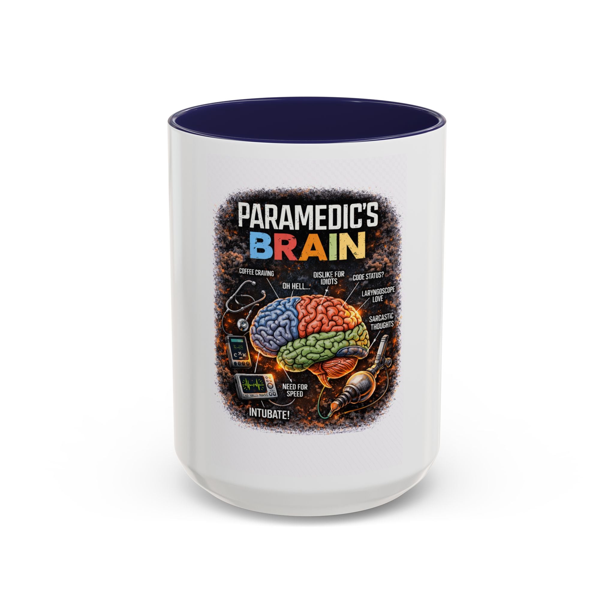Paramedic's Brain Coffee Mug – Illustrated EMT Anatomy Accent Mug (11/15 oz)