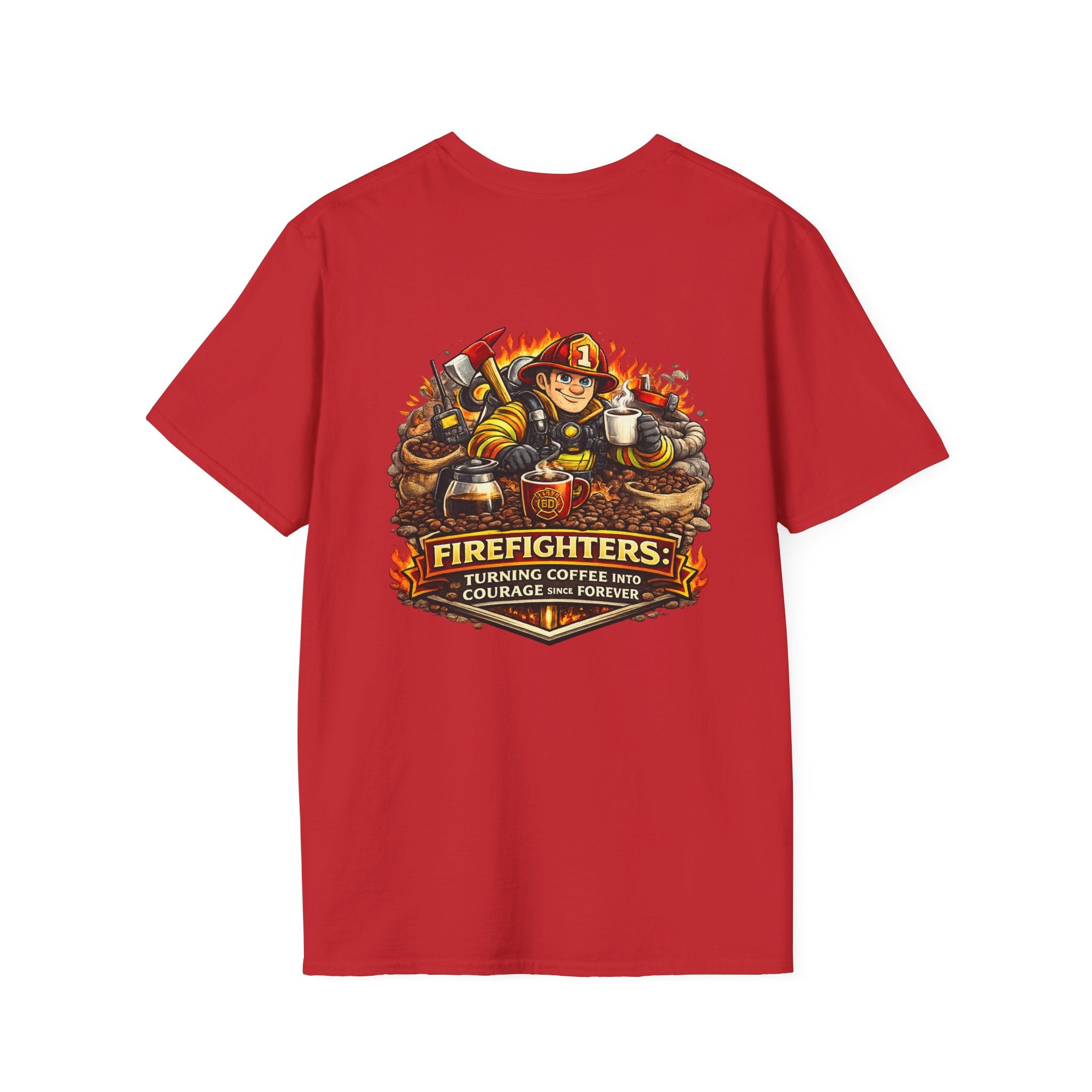 Firefighter Coffee T-Shirt — "Turning Coffee Into Courage" Graphic Tee